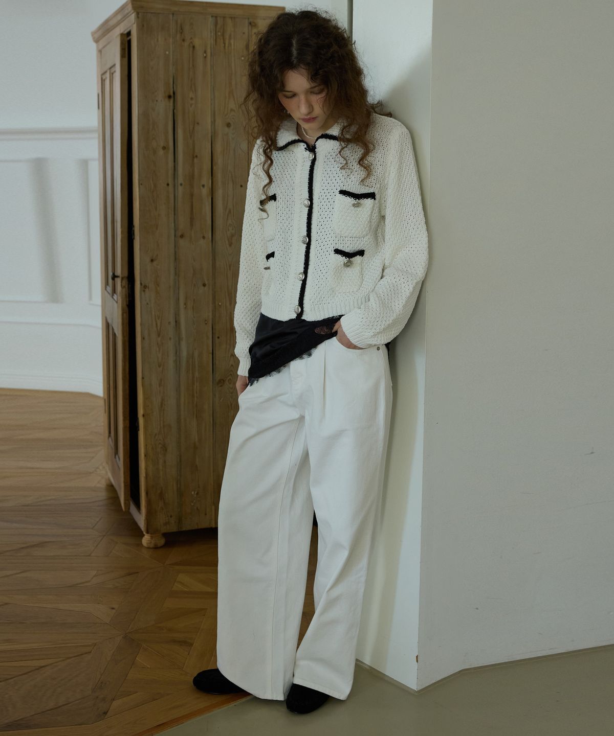 오픈도어스튜디오(OPENDOORSTUDIO) Two-tuck wide pants Ivory