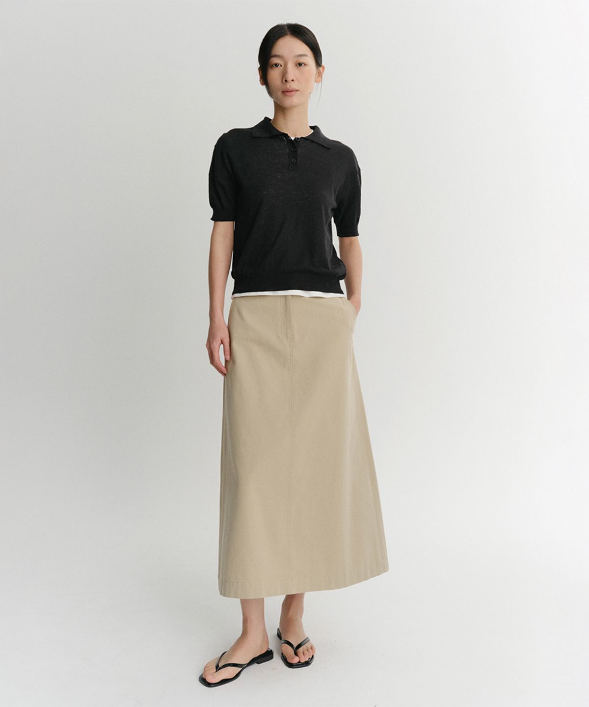 이아(EAAH) COTTON MAXI SKIRT (BEIGE)