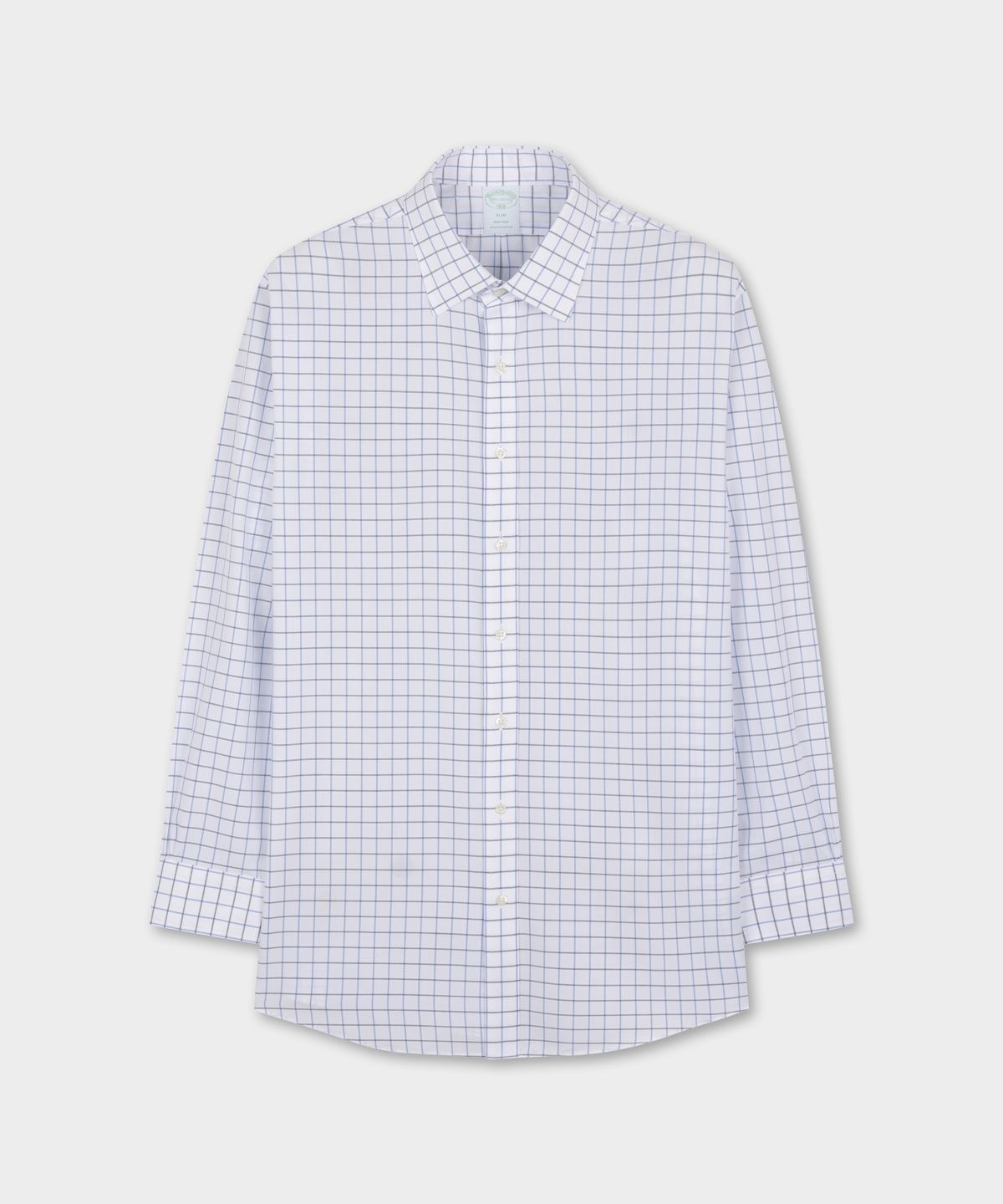 브룩스 브라더스(BROOKS BROTHERS) 논아이론 브로드클로스 에인즐리 체크 패턴 드레스셔츠 (화이트) (BBTSMFZ524)