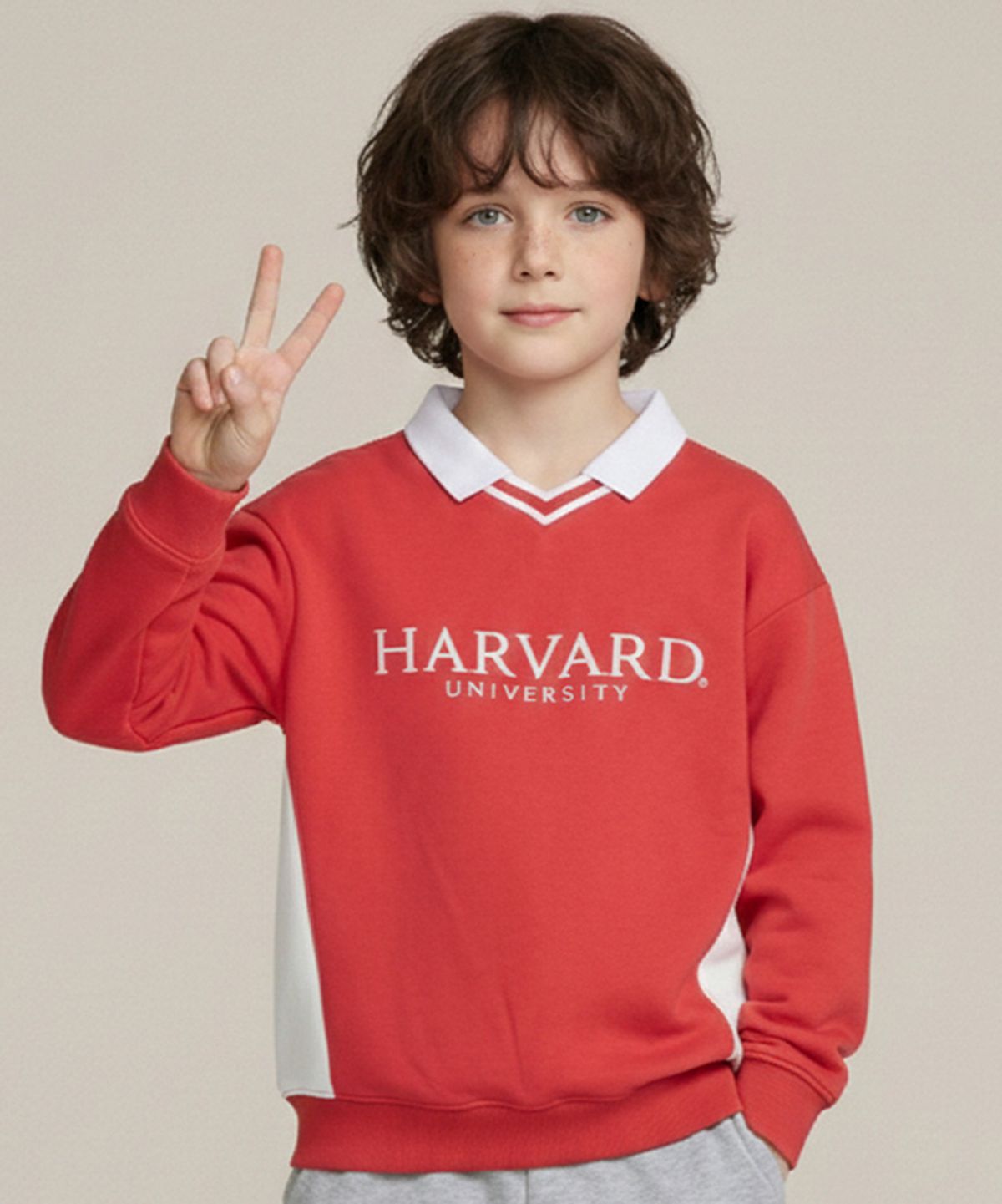 하버드 키즈(HARVARD KIDS) 하버드 컬러배색 맨투맨 B6S002
