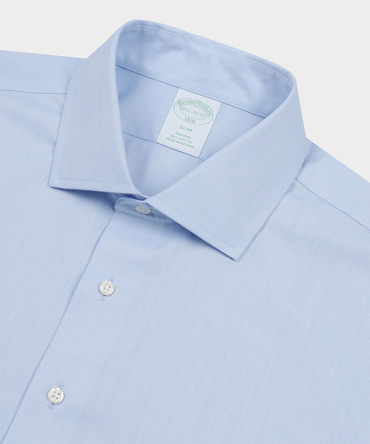 브룩스 브라더스(BROOKS BROTHERS) 논아이론 잉글리시 스프레드 헤링본 드레스셔츠 (블루) (BBTSMF0178)