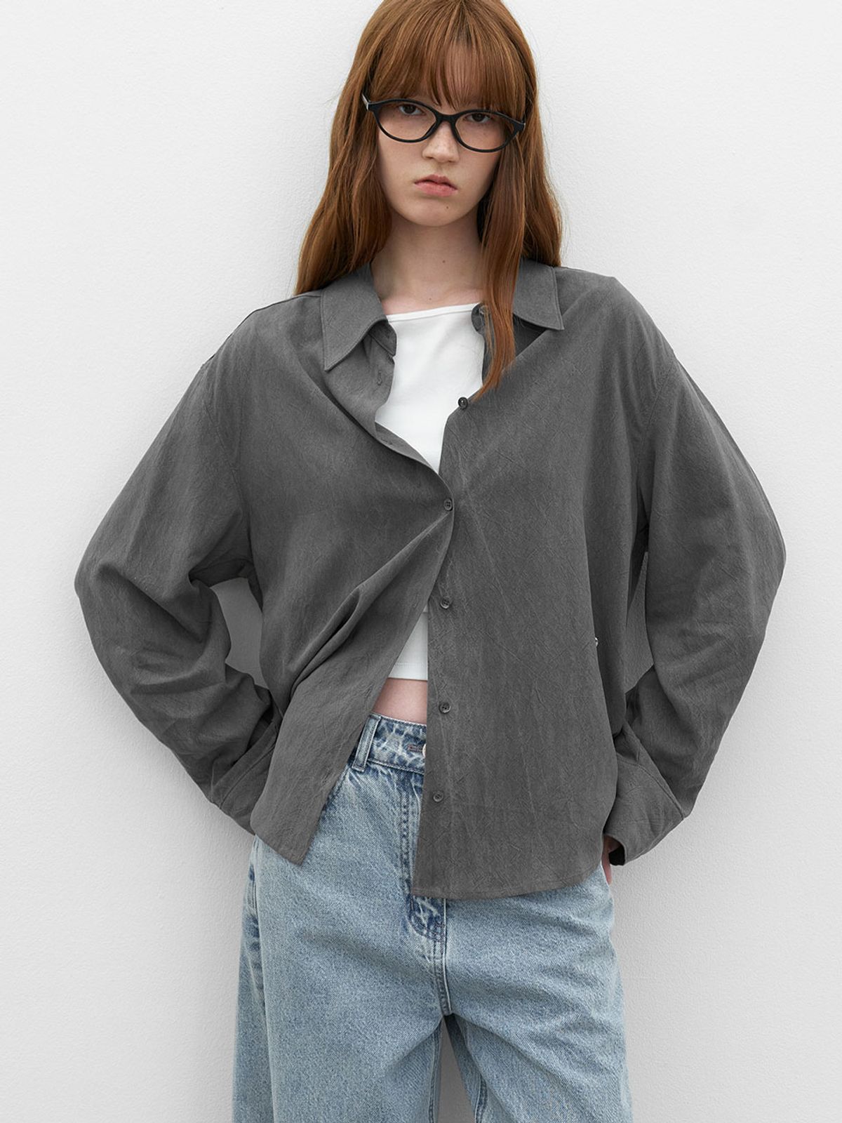 아틀리에 나인(ATELIER NAIN) LYODELL CREASE STANDARD SHIRT (BL-4403)