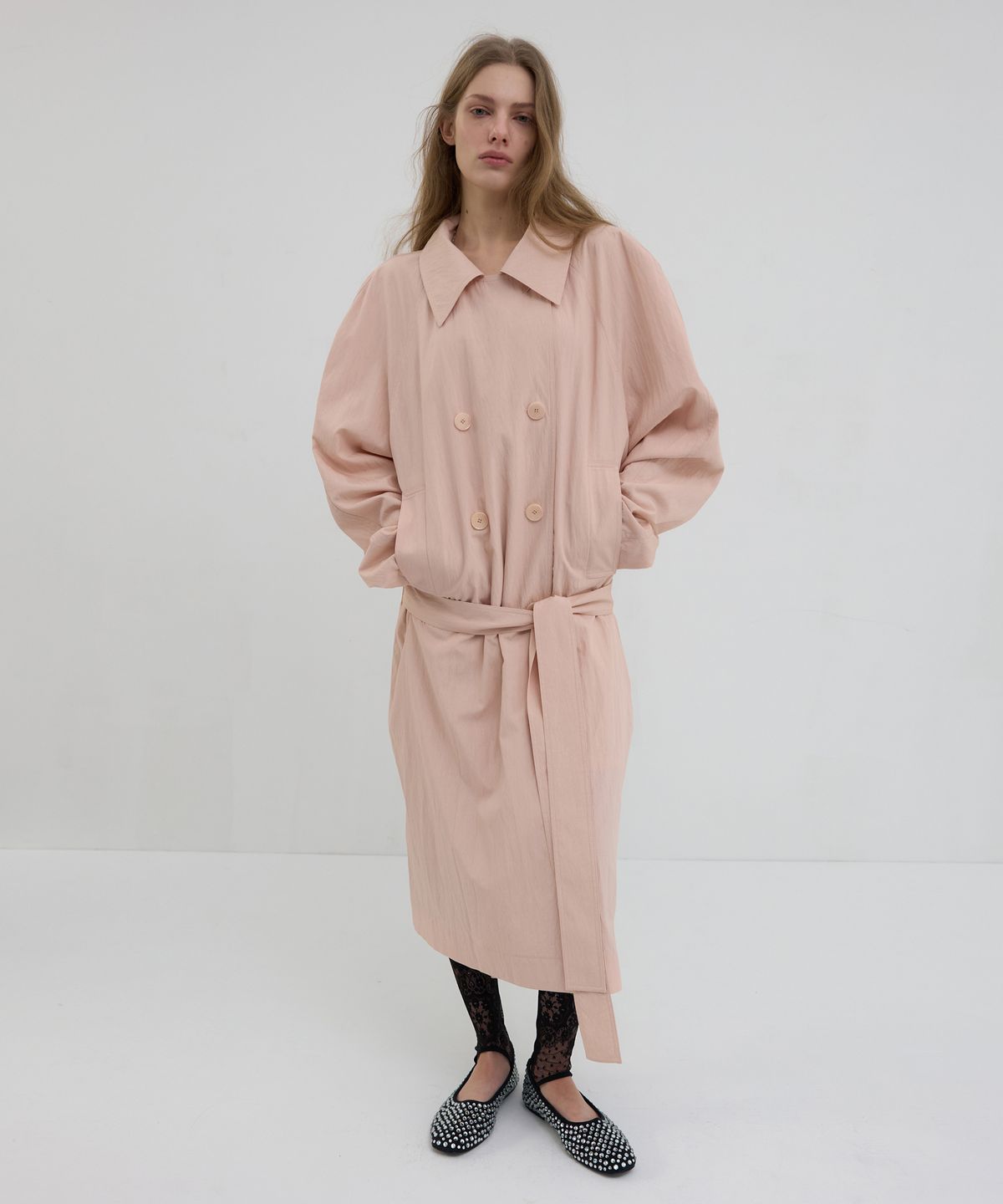 오버듀플레어(OVERDUEFLAIR) SIGNATURE OVERSIZED TRENCH COAT_PEACH