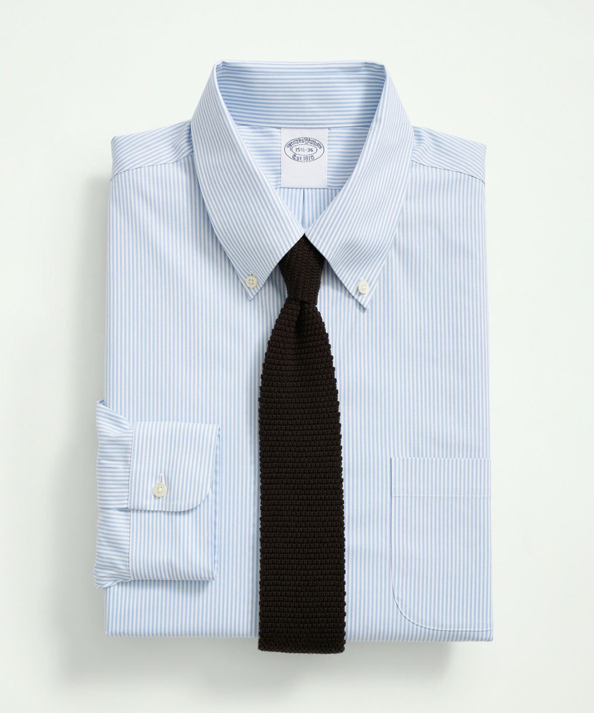 브룩스 브라더스(BROOKS BROTHERS) 논아이론 폴로버튼다운 스트라이프 드레스셔츠 (라이트블루) (BBTSMMZ502)