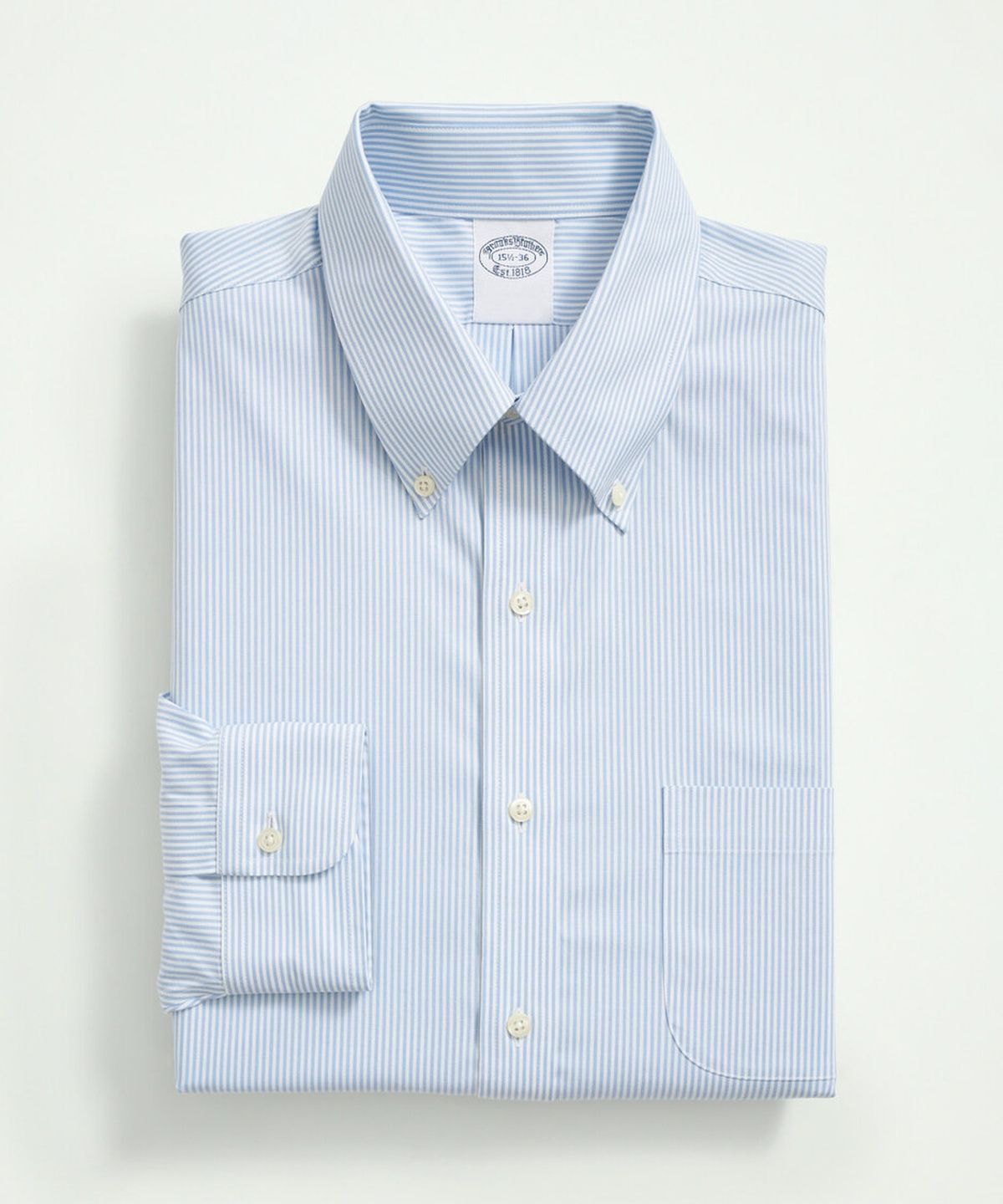 브룩스 브라더스(BROOKS BROTHERS) 논아이론 폴로버튼다운 스트라이프 드레스셔츠 (라이트블루) (BBTSMMZ502)