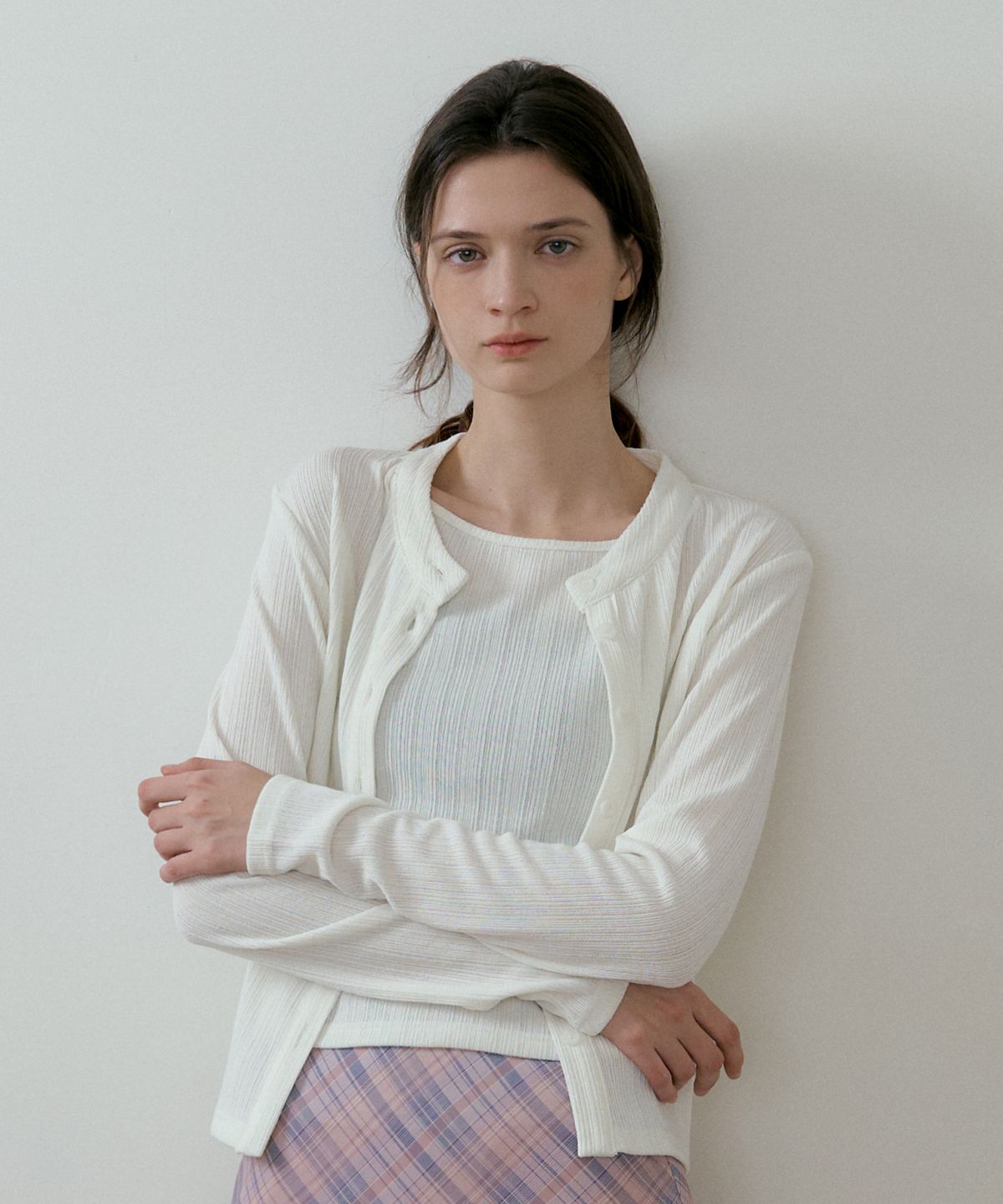 리올그(REORG) BATD CARDIGAN WITH SLEEVELESS WHITE