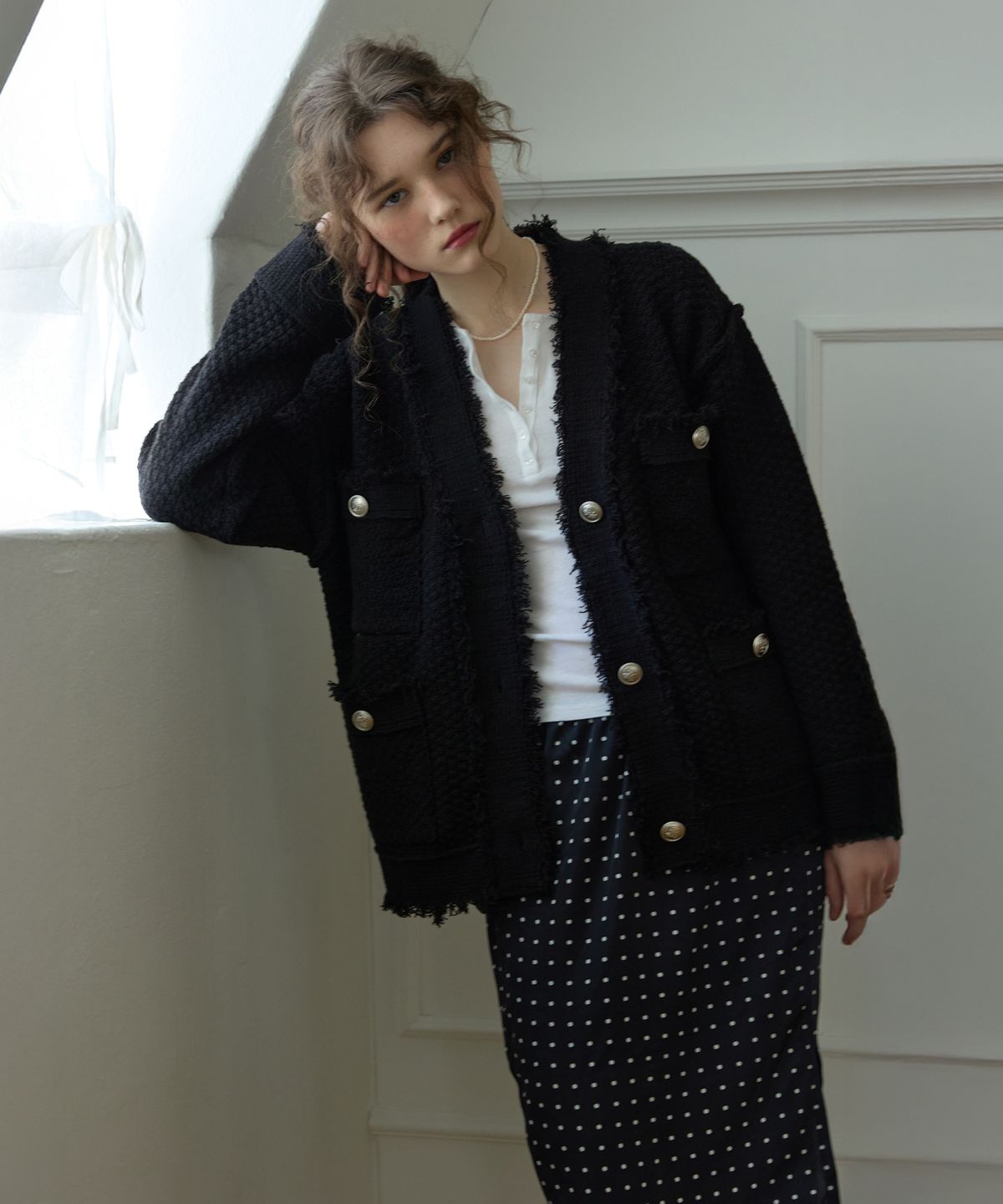 오픈도어스튜디오(OPENDOORSTUDIO) Classic blanc tweed Black