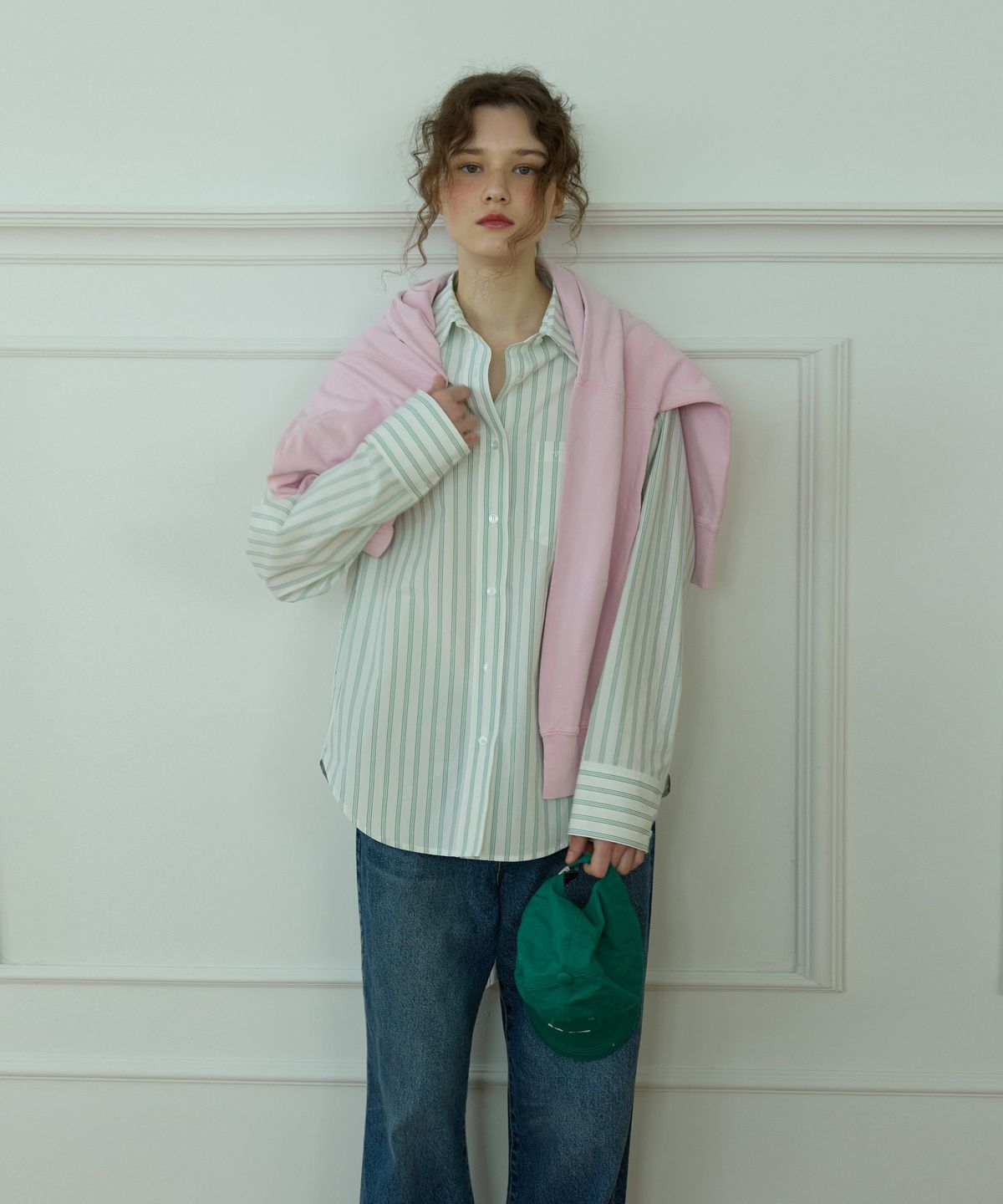 오픈도어스튜디오(OPENDOORSTUDIO) Boy fit stripe shirts Green