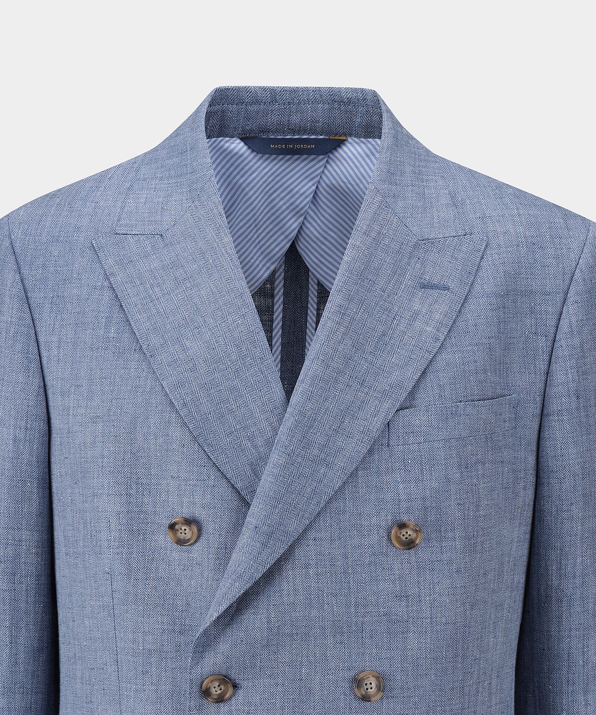 브룩스 브라더스(BROOKS BROTHERS) 클래식핏 린넨 헤링본 더블 재킷 (라이트블루) (BBJDMM0469LFM)