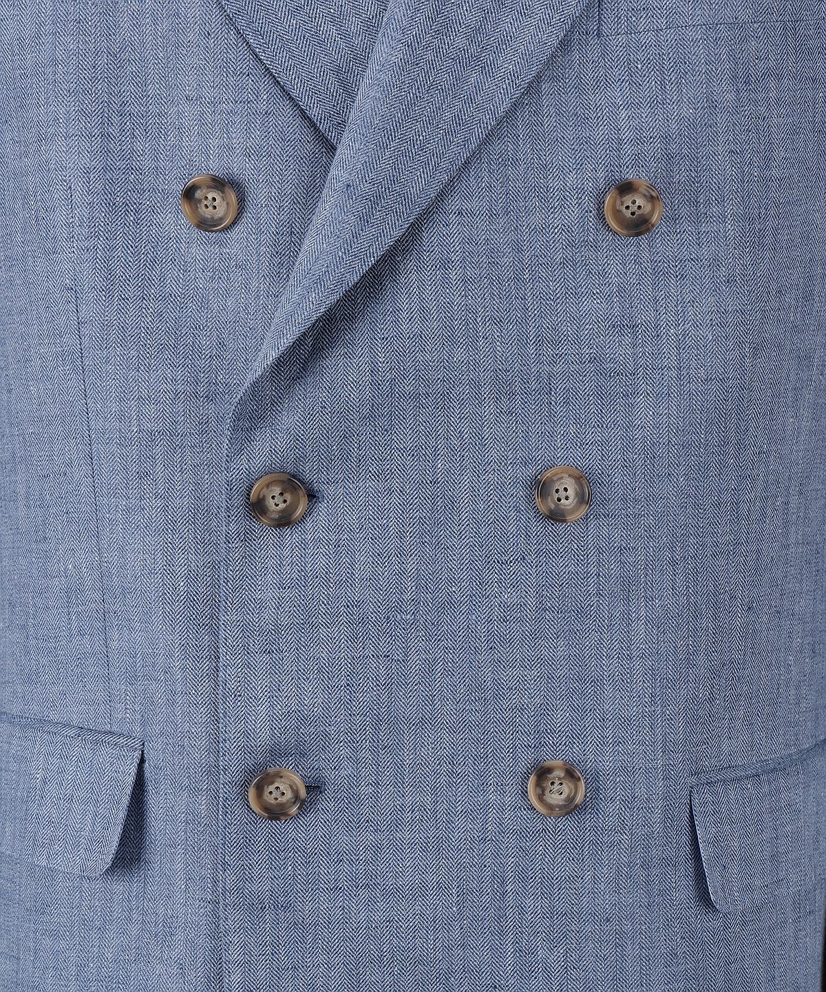 브룩스 브라더스(BROOKS BROTHERS) 클래식핏 린넨 헤링본 더블 재킷 (라이트블루) (BBJDMM0469LFM)
