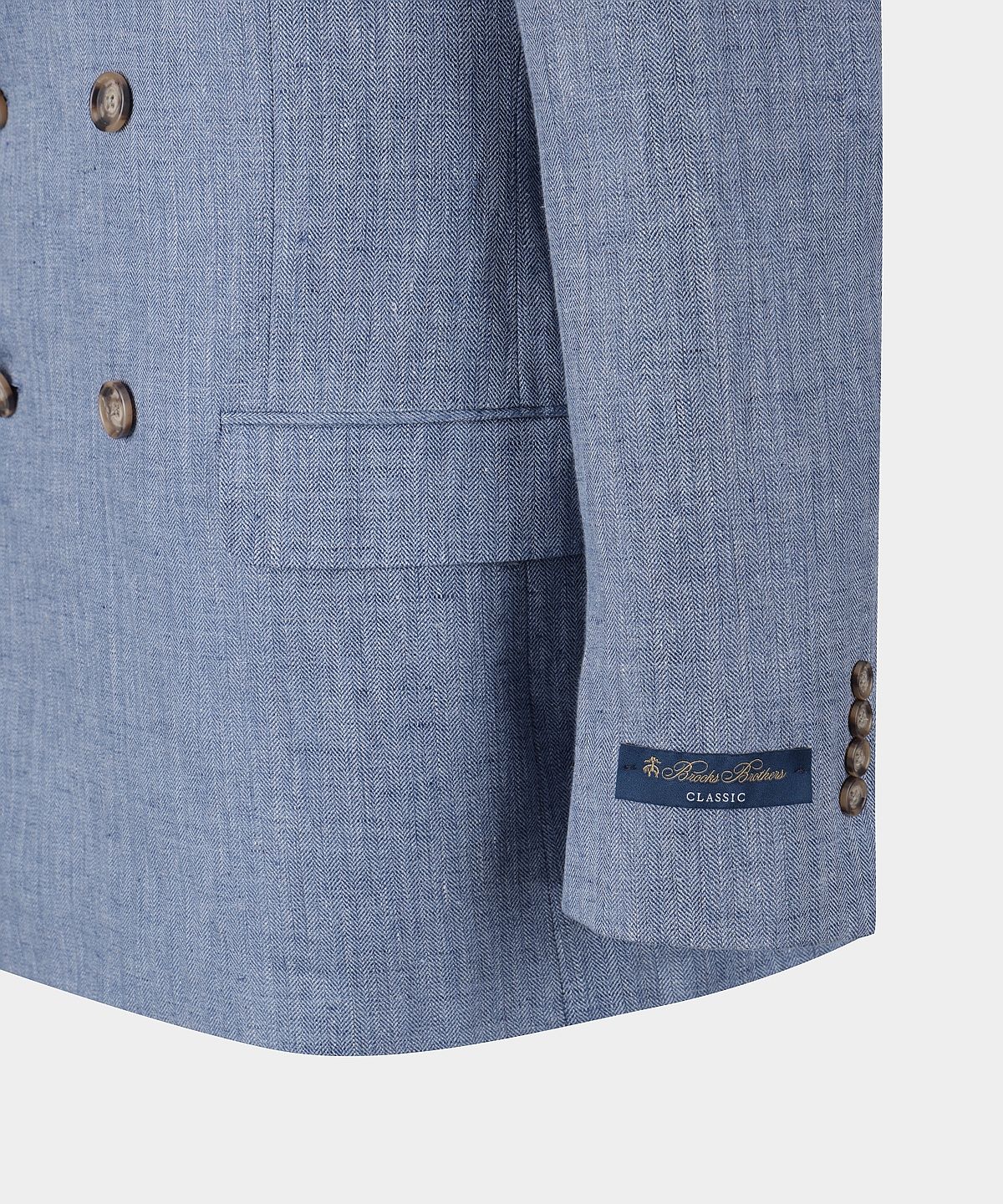 브룩스 브라더스(BROOKS BROTHERS) 클래식핏 린넨 헤링본 더블 재킷 (라이트블루) (BBJDMM0469LFM)