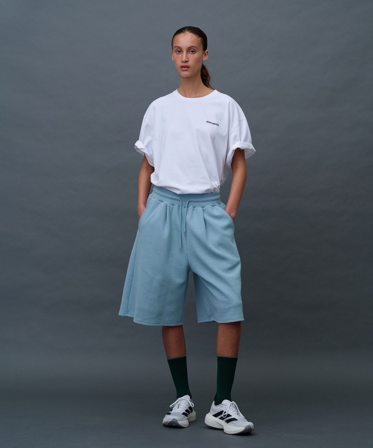 미나수(MENASOO) Waffle Sweat Training Bermuda Pants