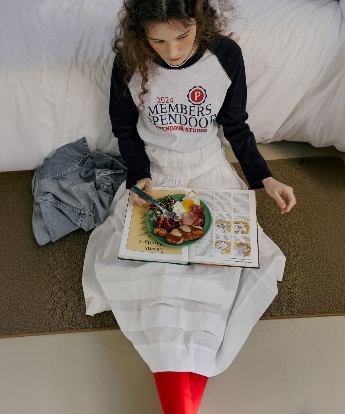 오픈도어스튜디오(OPENDOORSTUDIO) Lettering raglan tee Navy