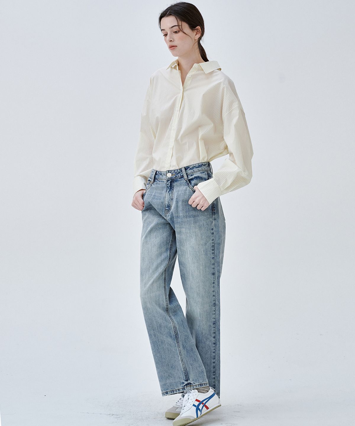 마롭(MALOUPE) 9154 크롭 와이드 데님 (라이트 인디고)