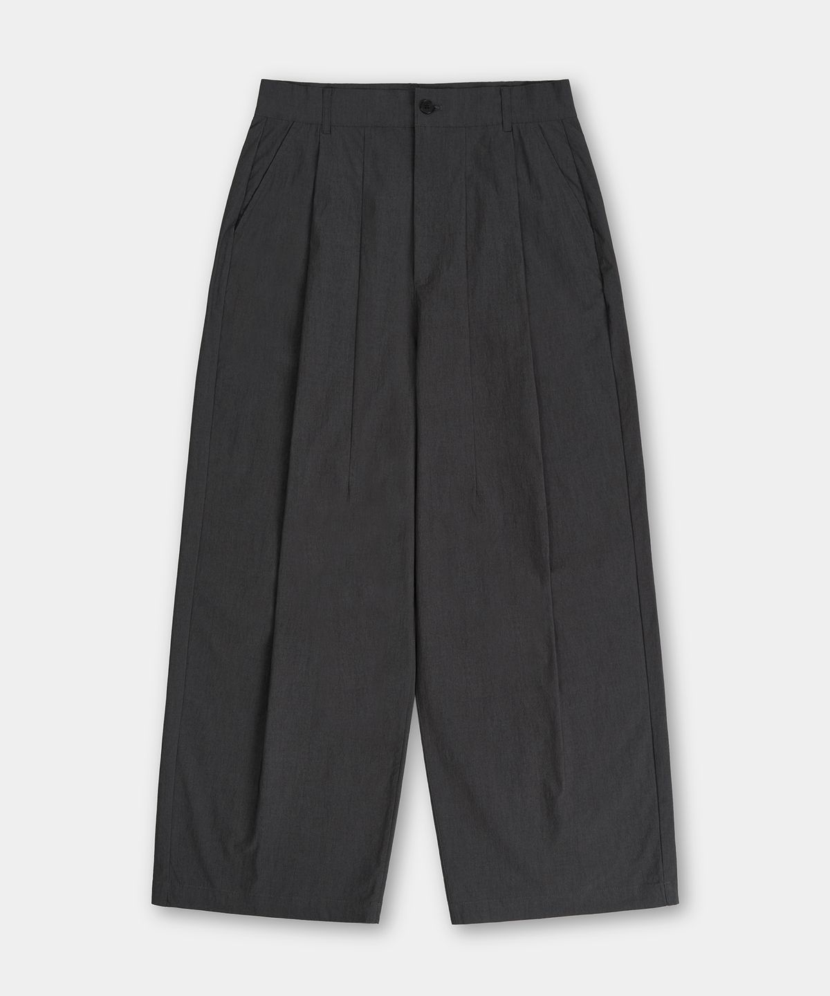 엑스컨테이너(EXCONTAINER) [여름용] 나일론 이지 턱 와이드 팬츠 (CHARCOAL)