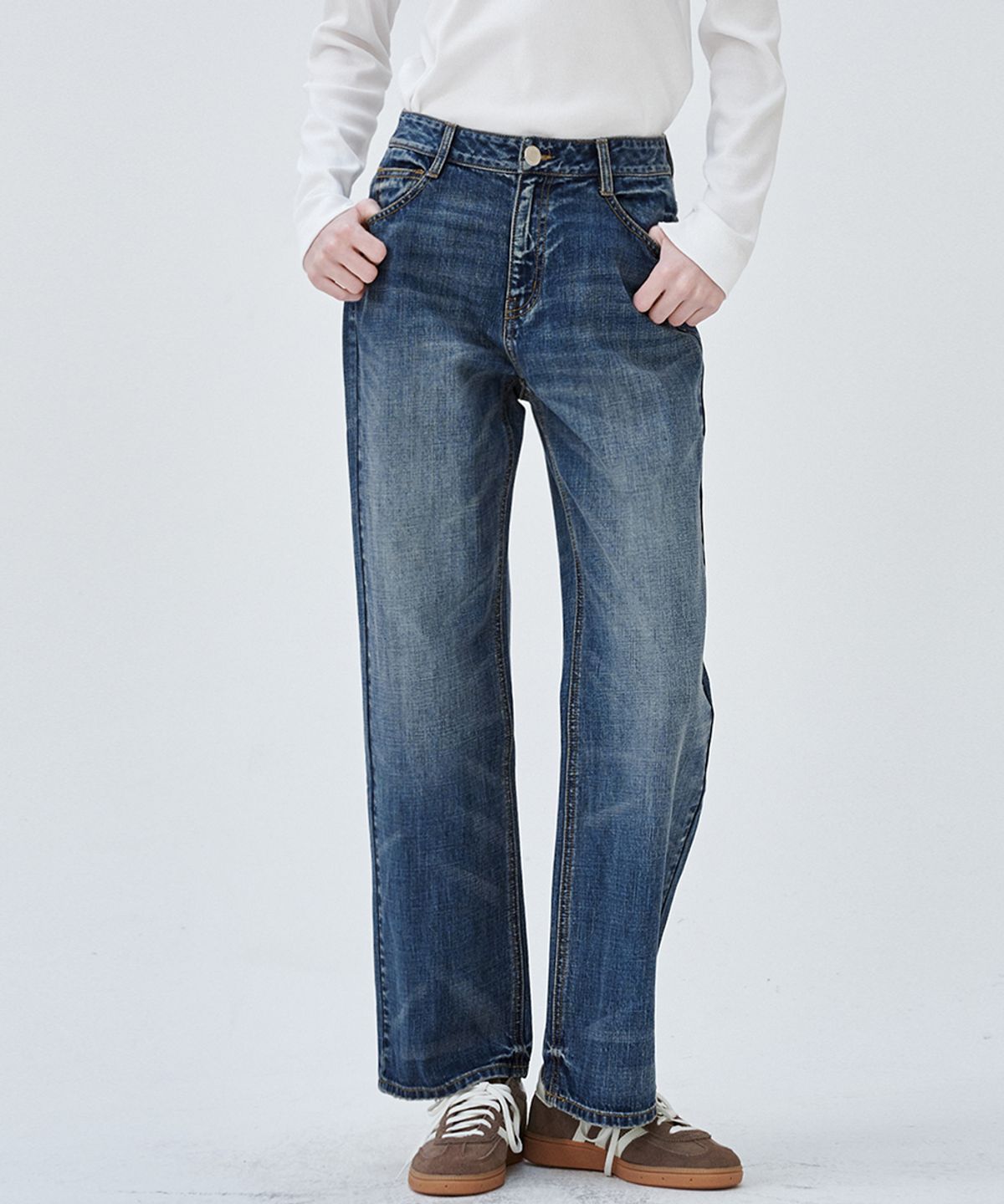 마롭(MALOUPE) 9154 크롭 와이드 데님 (미디움 인디고)