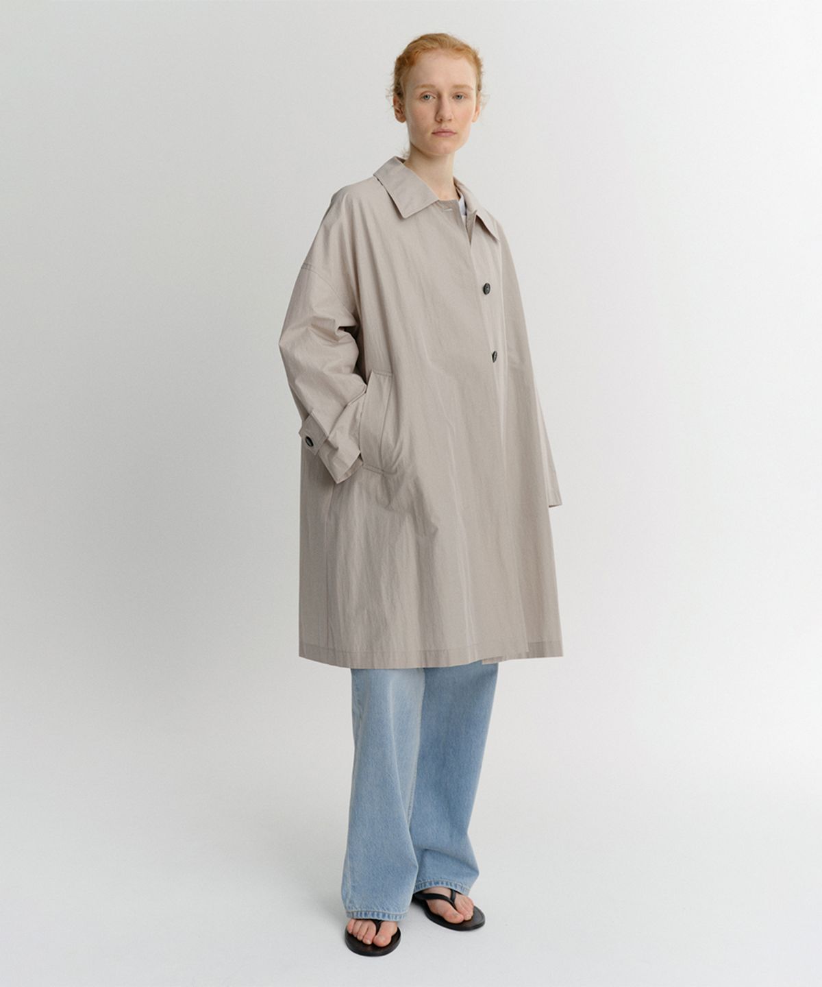 이아(EAAH) DEN WIDE TRENCH COAT (LIGHT GREY)