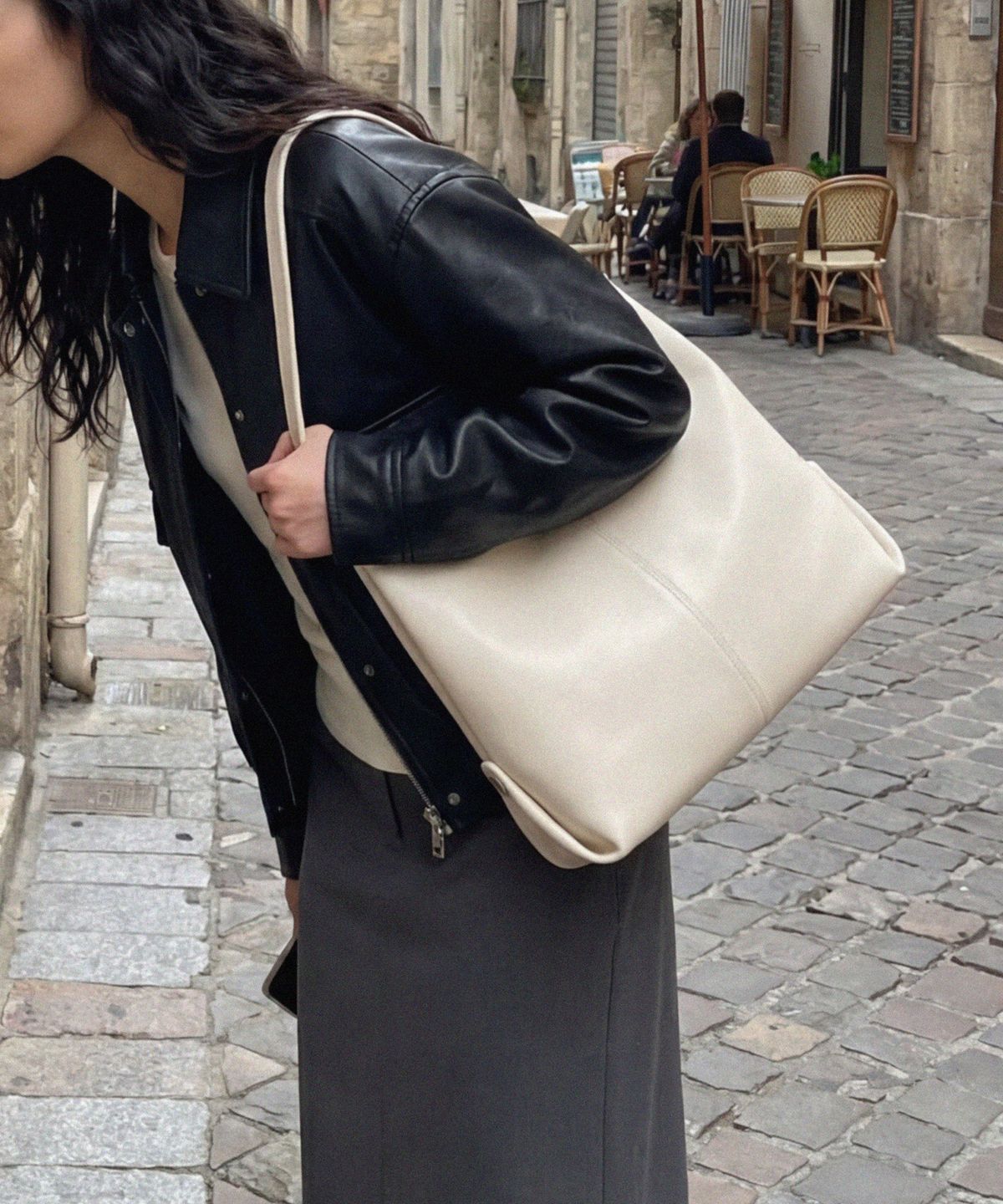 시야쥬(SIYAZU) SIAC3076 Lambskin Flow Bag M_Ivory