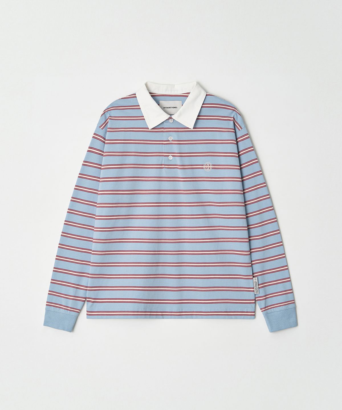 디써티원(DTHIRTYONE) Pinstripe Collar Long Sleeve Tee (BLUE GREY)