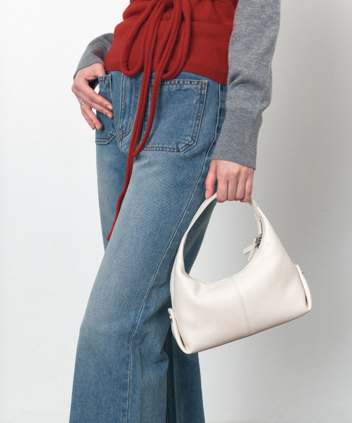 시야쥬(SIYAZU) SIAC3076 Lambskin Flow Bag S_Ivory