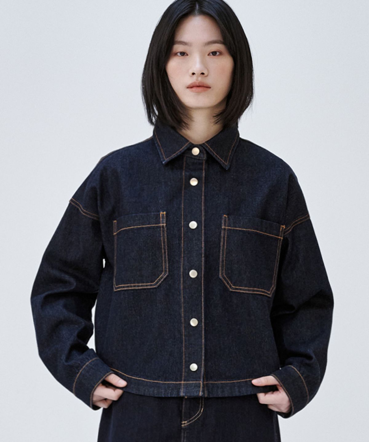 마롭(MALOUPE) 9404 넌페이드 데님 셔켓 (다크 인디고)