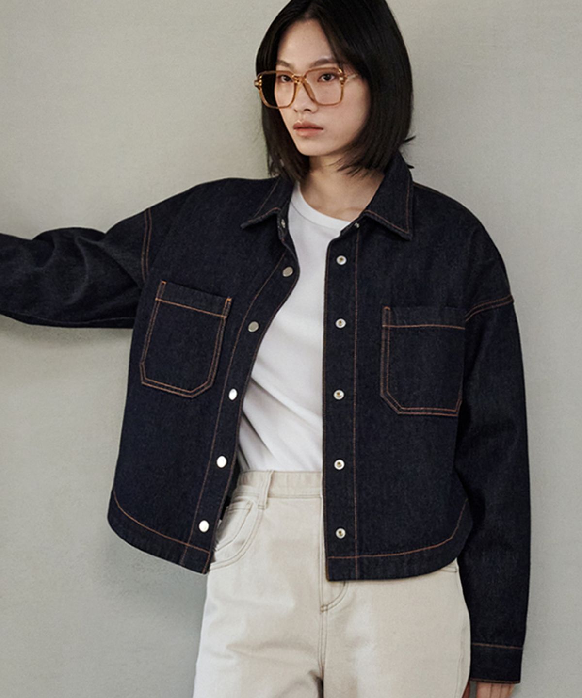 마롭(MALOUPE) 9404 넌페이드 데님 셔켓 (다크 인디고)