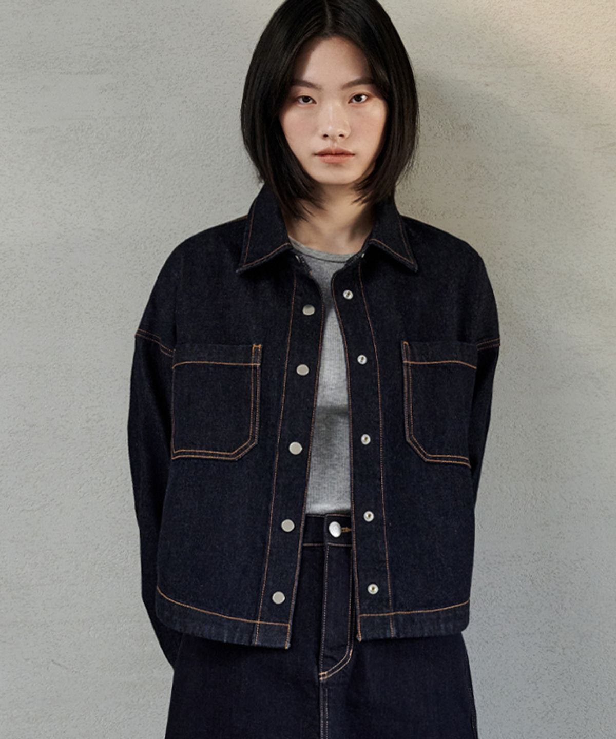 마롭(MALOUPE) 9404 넌페이드 데님 셔켓 (다크 인디고)