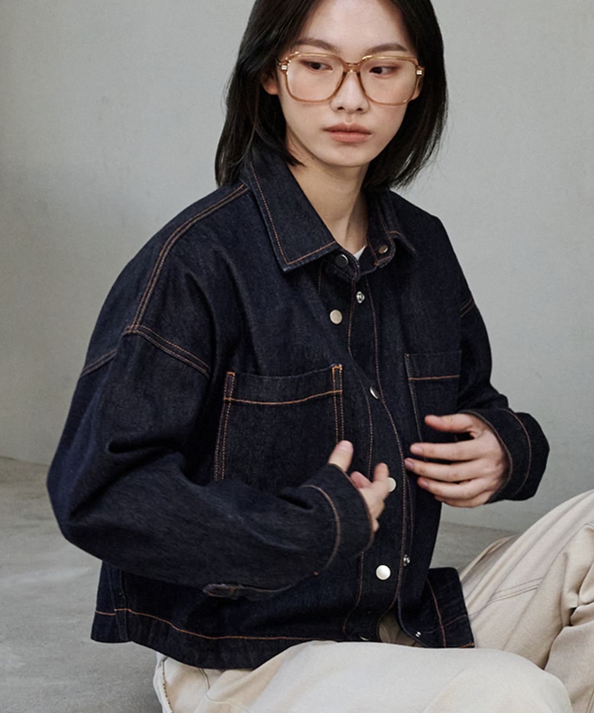 마롭(MALOUPE) 9404 넌페이드 데님 셔켓 (다크 인디고)