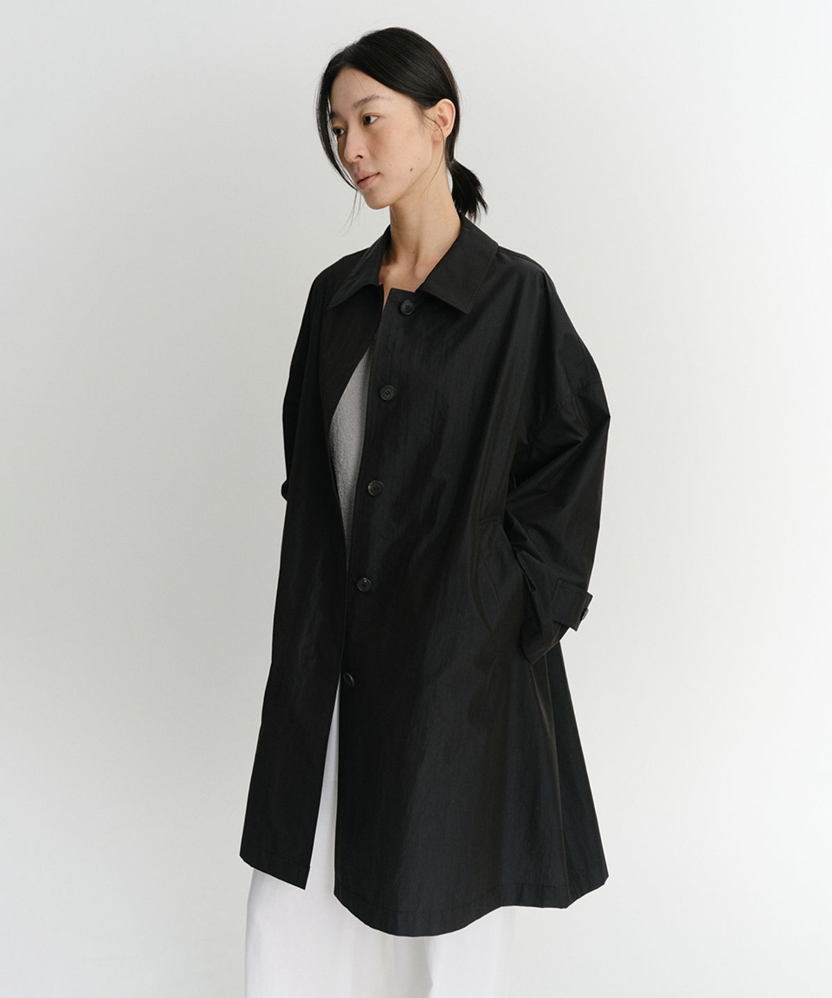 이아(EAAH) DEN WIDE TRENCH COAT (BLACK)