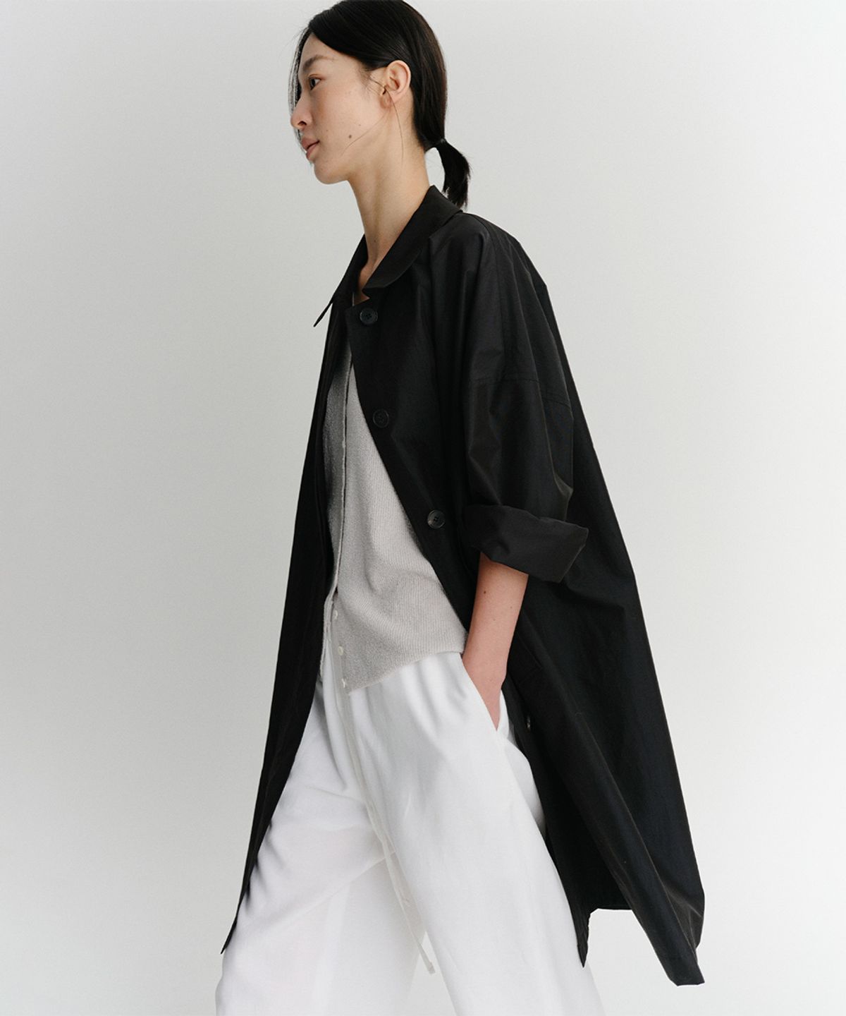 이아(EAAH) DEN WIDE TRENCH COAT (BLACK)
