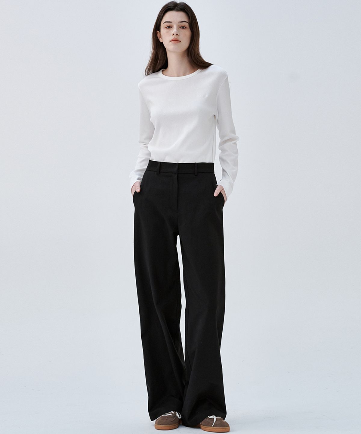 마롭(MALOUPE) 2171 스트레치 경량 와이드 팬츠 (블랙)