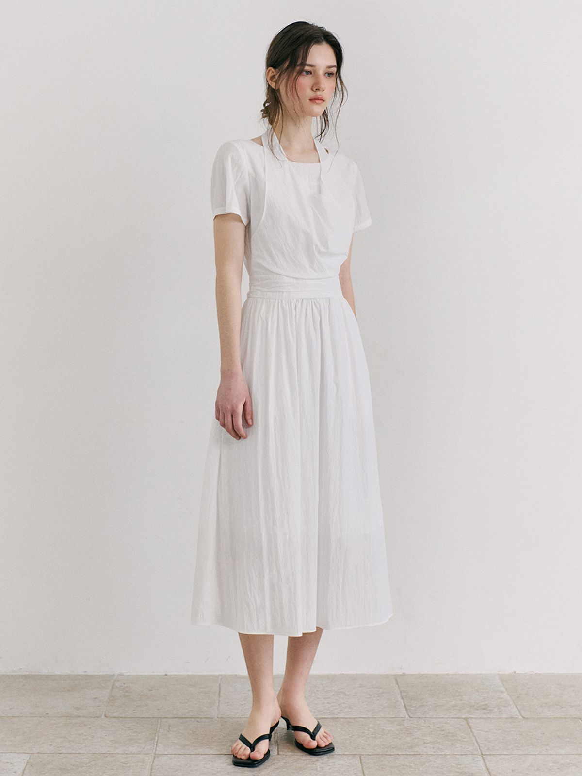 에트몽(ETMON) Layered Halter Dress, White