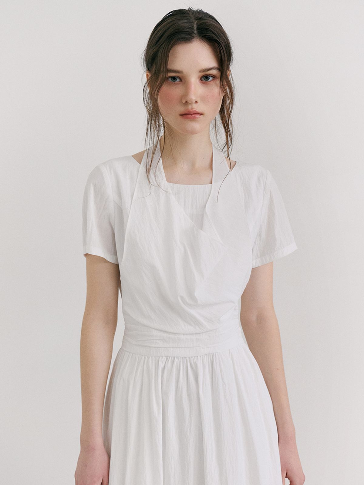 에트몽(ETMON) Layered Halter Dress, White