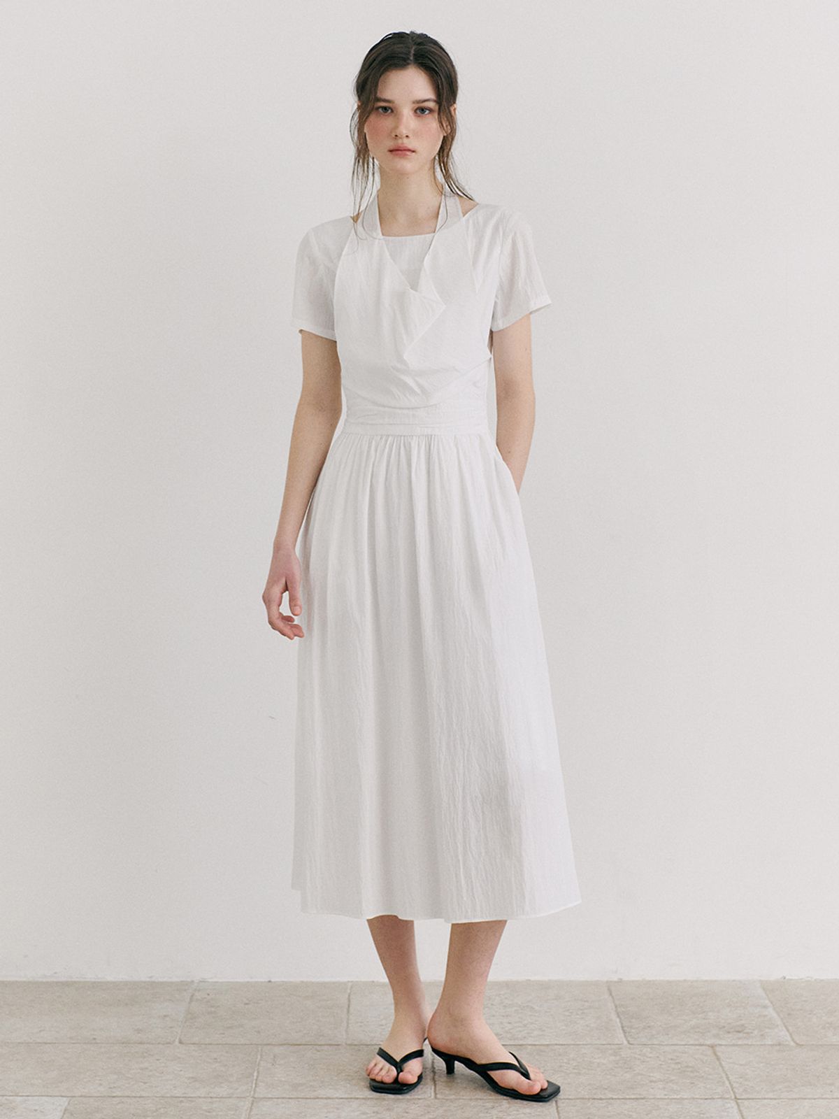 에트몽(ETMON) Layered Halter Dress, White