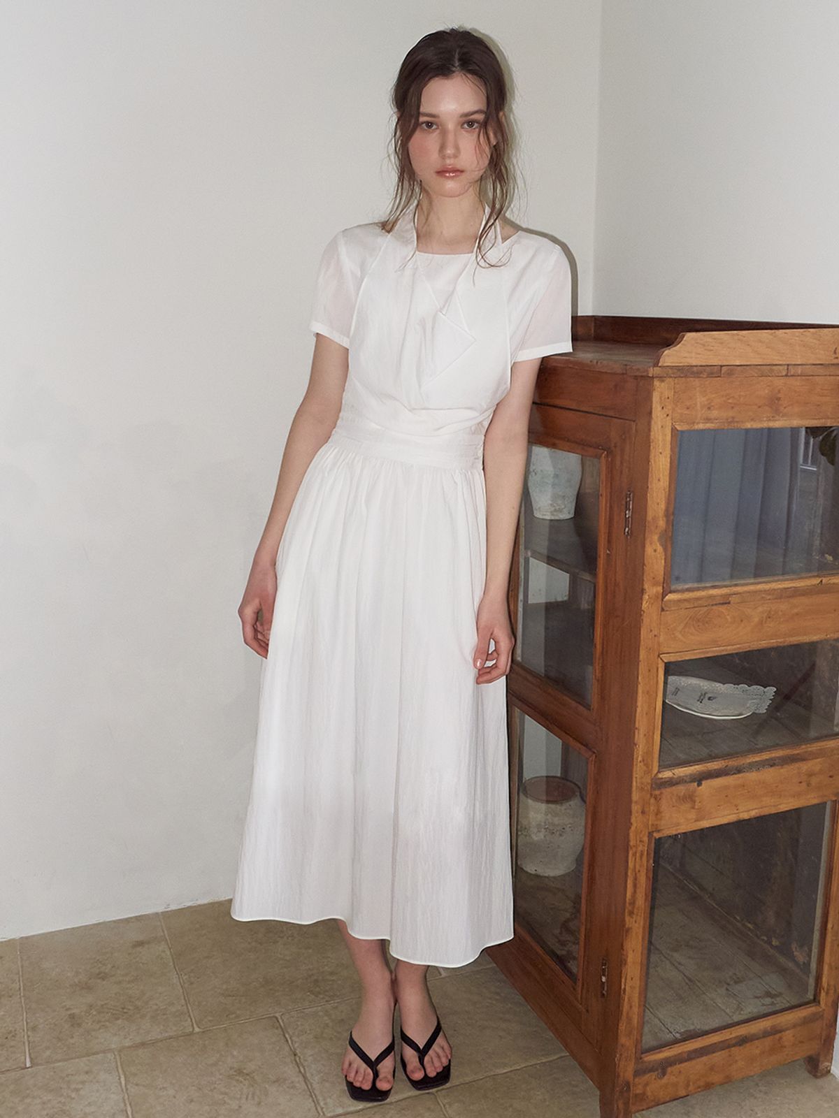 에트몽(ETMON) Layered Halter Dress, White