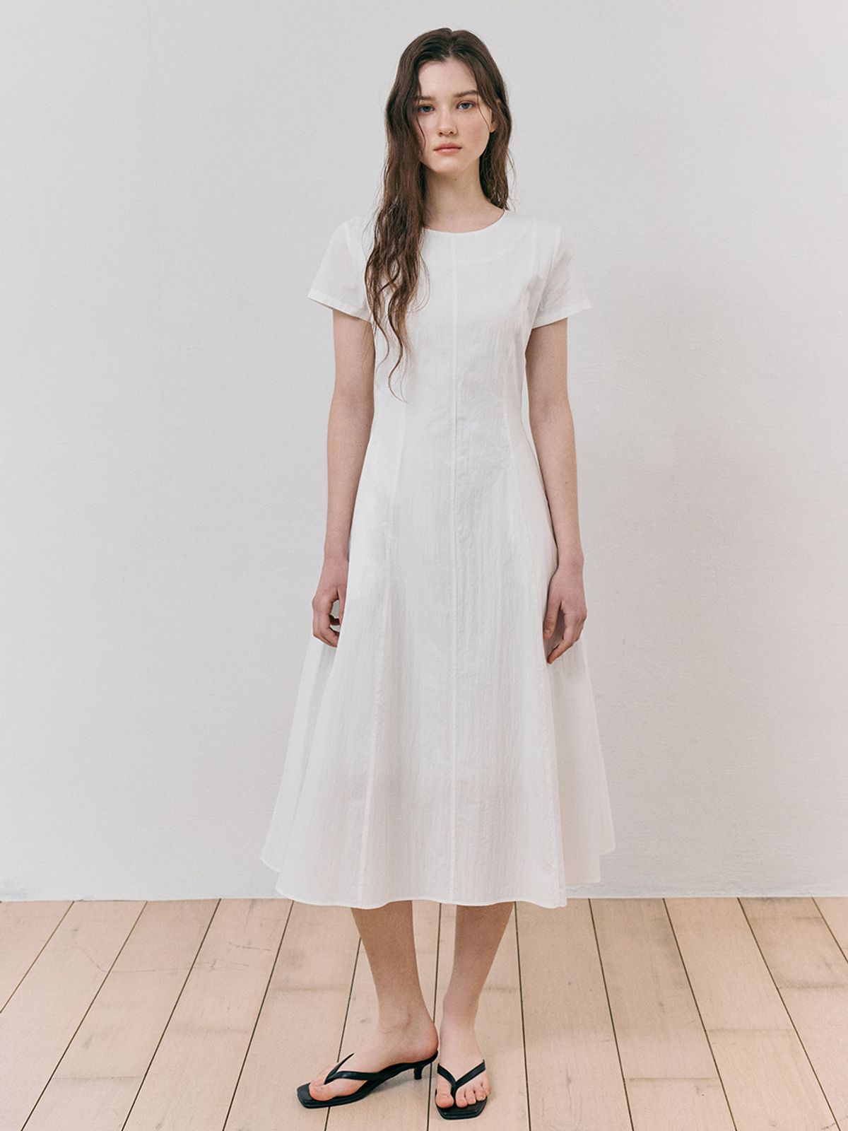 에트몽(ETMON) Side Button Stitch Dress, Ivory