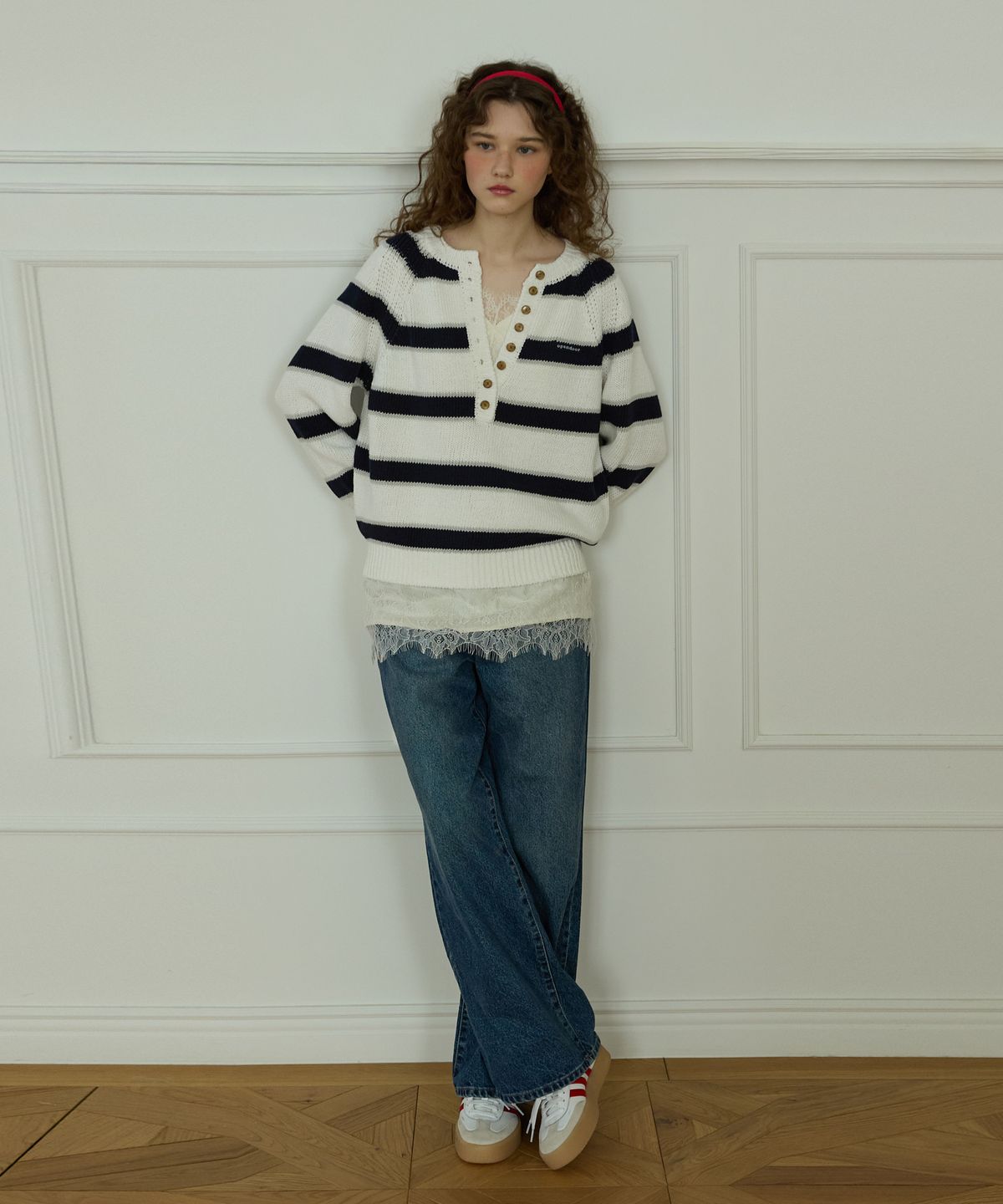 오픈도어스튜디오(OPENDOORSTUDIO) Midnight lace slip top Cream