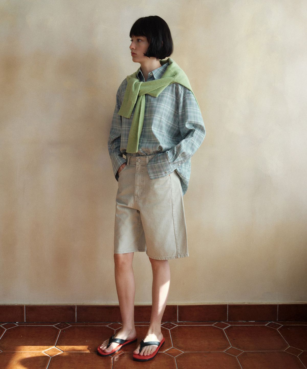 시야쥬(SIYAZU) SITP5246 소프트 멀티 체크 셔츠_Pale Mint