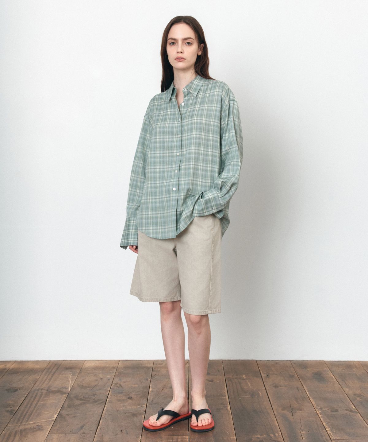 시야쥬(SIYAZU) SITP5246 소프트 멀티 체크 셔츠_Pale Mint