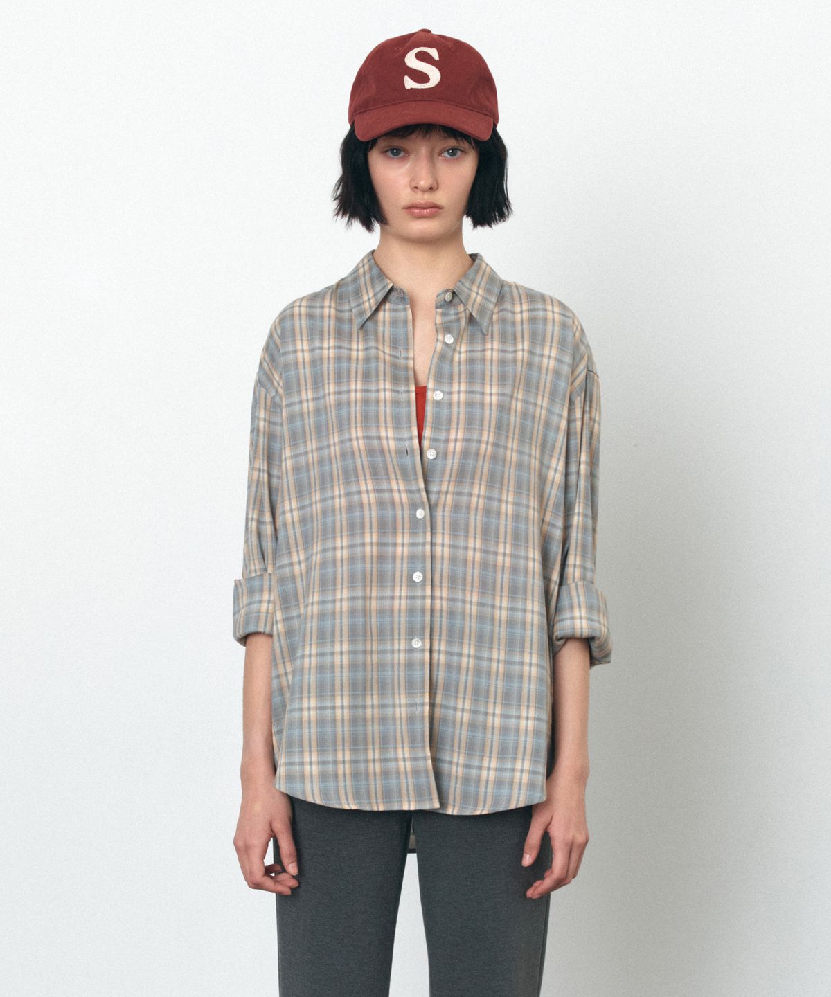 시야쥬(SIYAZU) SITP5246 소프트 멀티 체크 셔츠_Blue gray