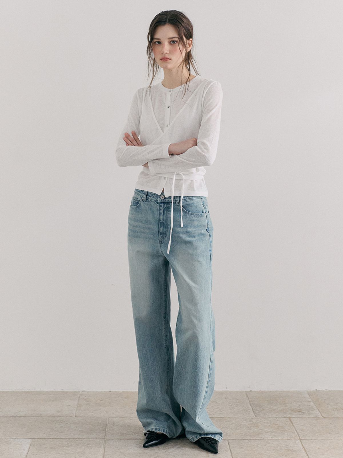 에트몽(ETMON) Washed Denim Pants, Blue
