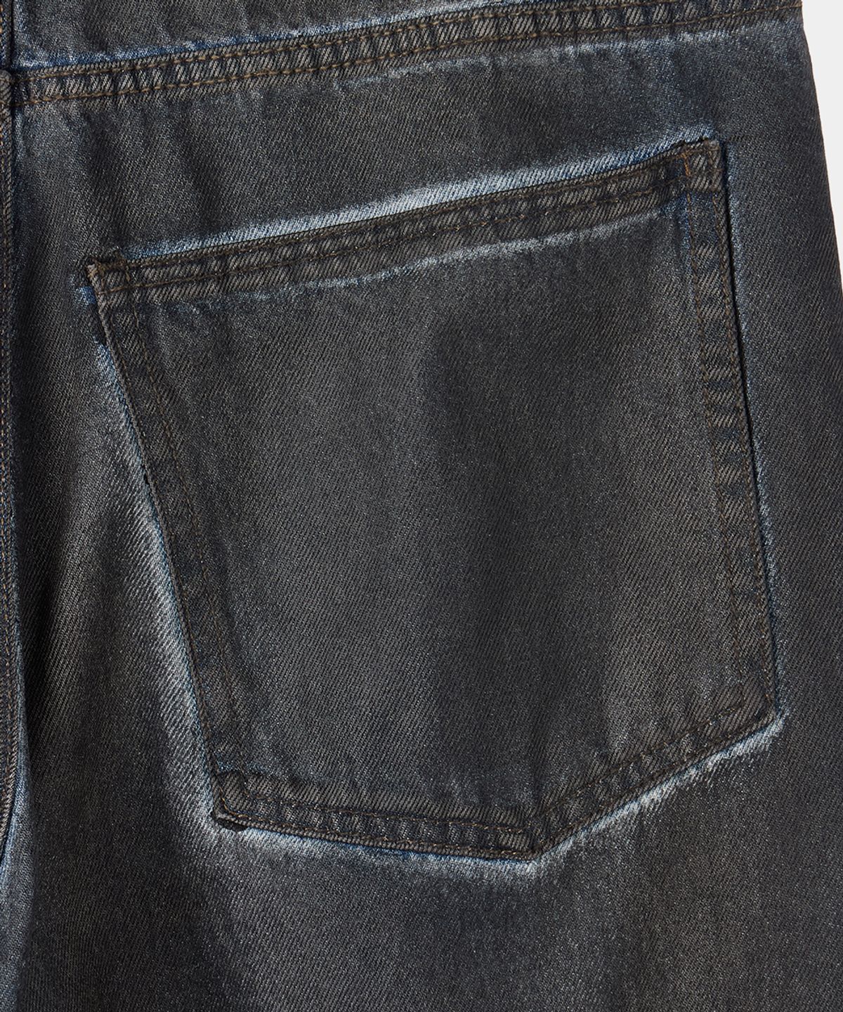 메종미네드(MAISON MINED) DARK WAX COATED DENIM PANTS BLUE