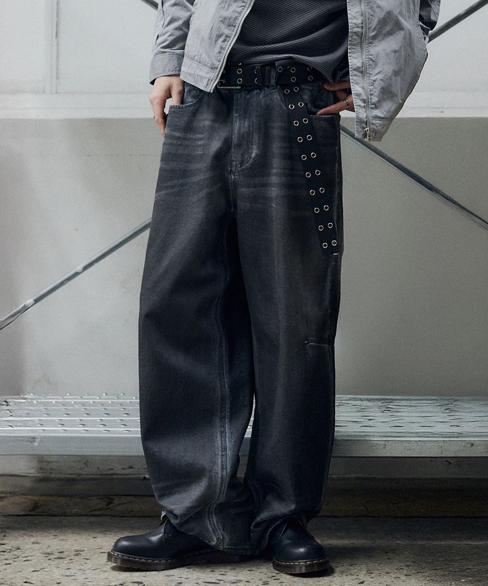 MUSINSA公式 | MAISON MINED DARK WAX COATED DENIM PANTS BLUE