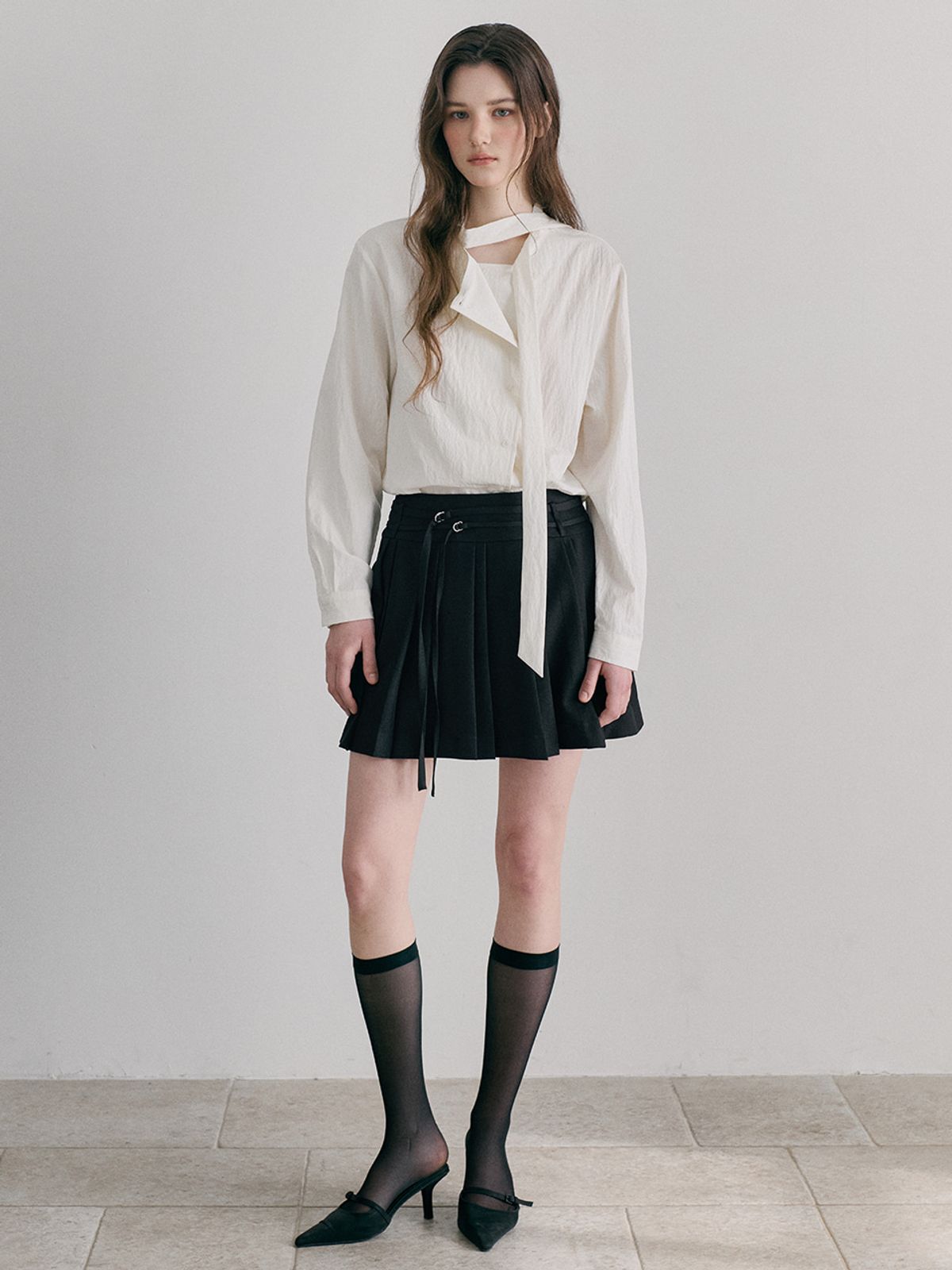 에트몽(ETMON) Double Pleats Skirt, Black