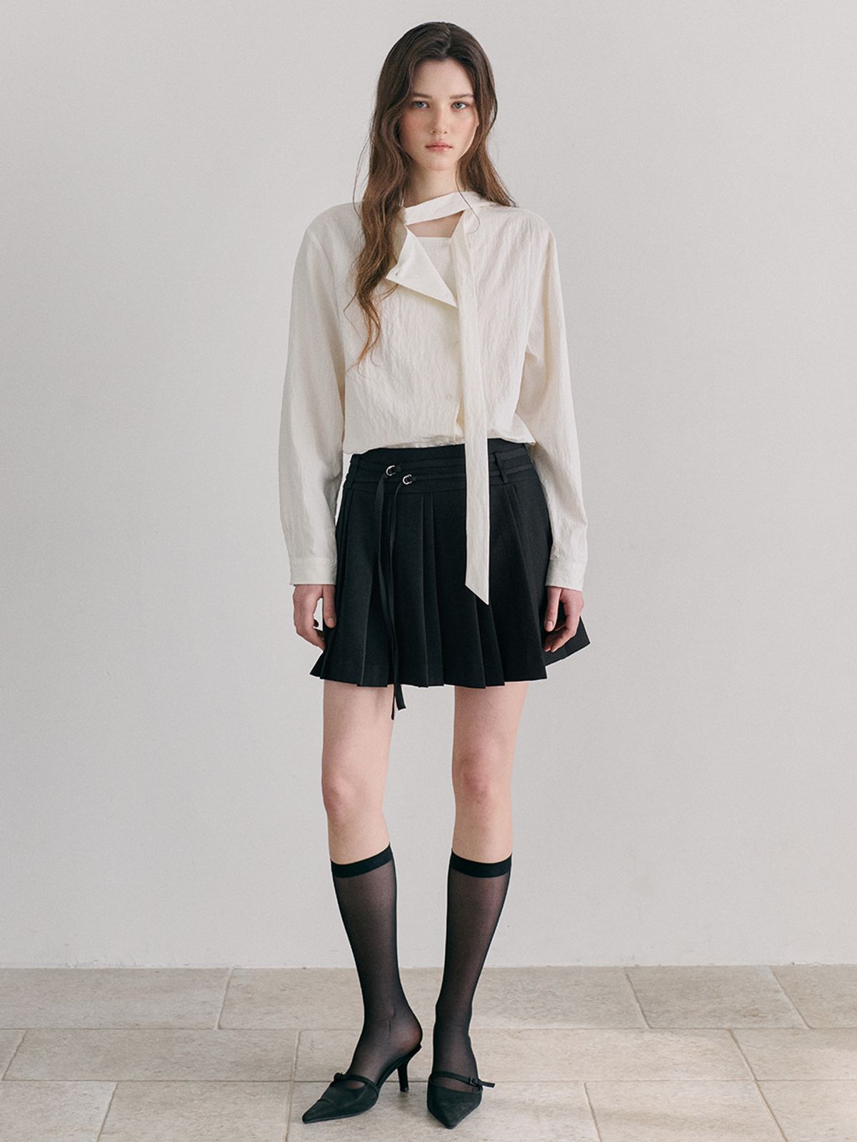 에트몽(ETMON) Double Pleats Skirt, Black