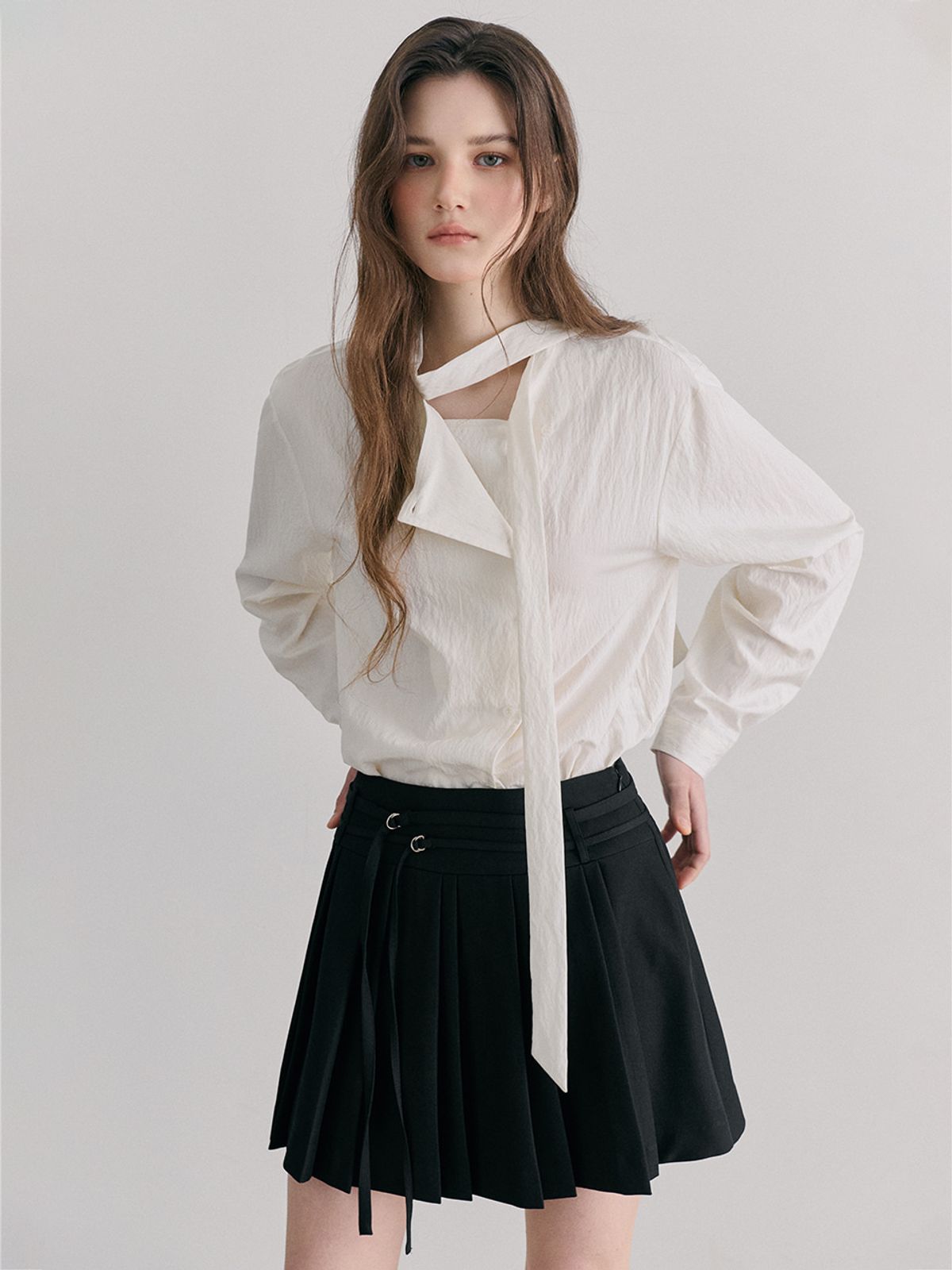 에트몽(ETMON) Double Pleats Skirt, Black