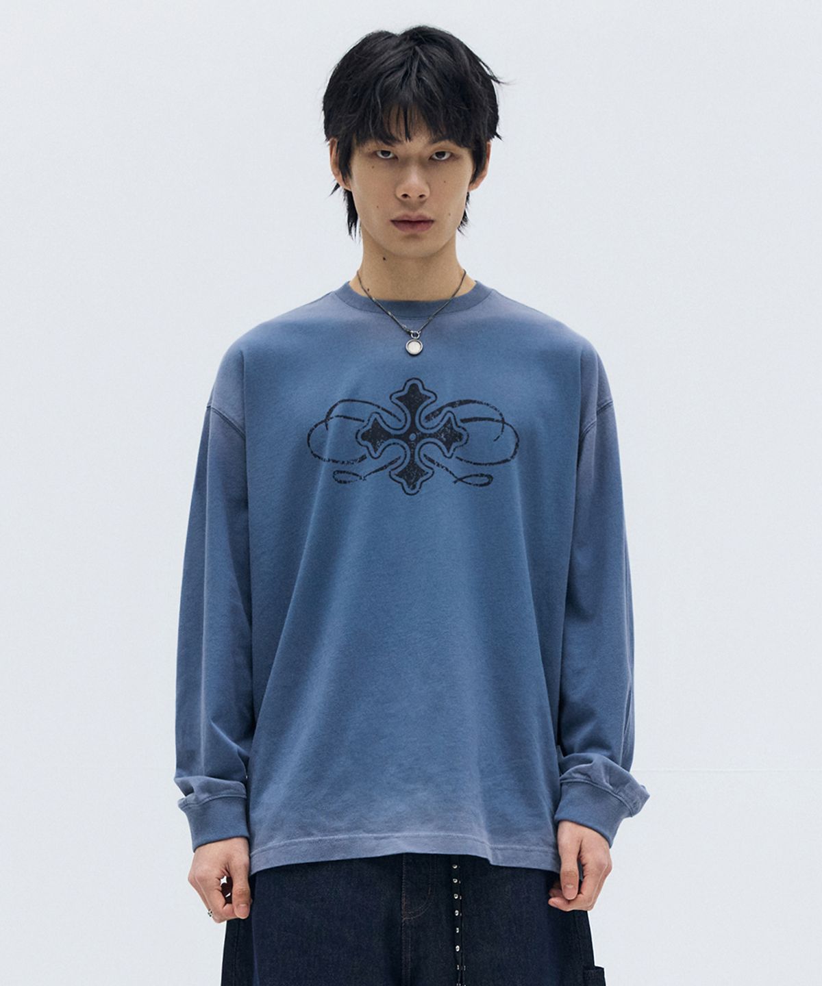 메종미네드(MAISON MINED) CELTIC CROSS LONG SLEEVE BLUE