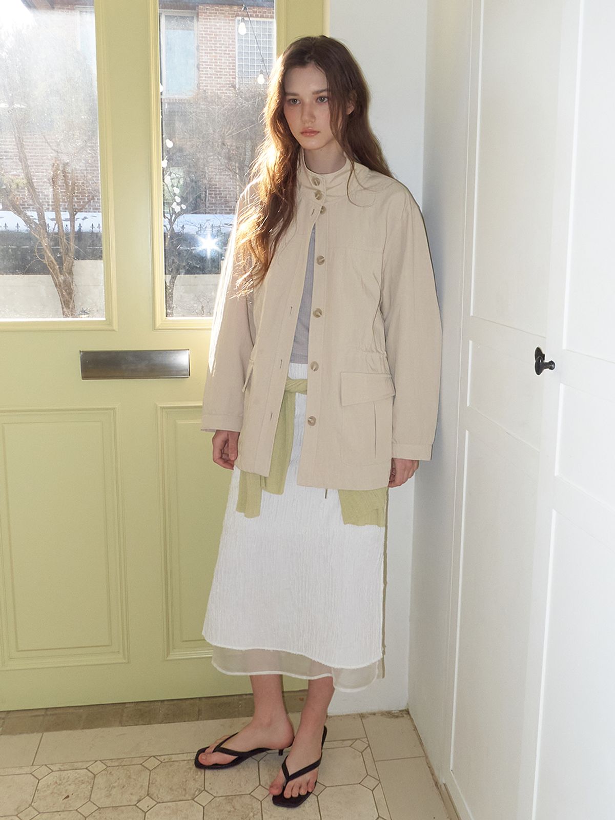 에트몽(ETMON) Layered Sheer Skirt, White