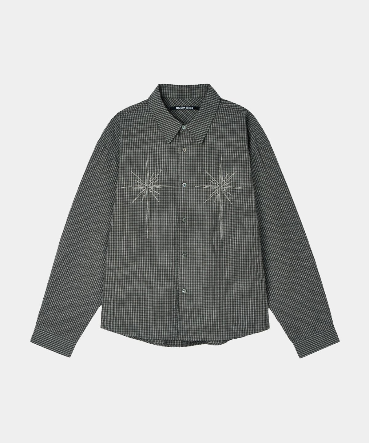 메종미네드(MAISON MINED) METEOR CROP CHECK SHIRT CHARCOAL