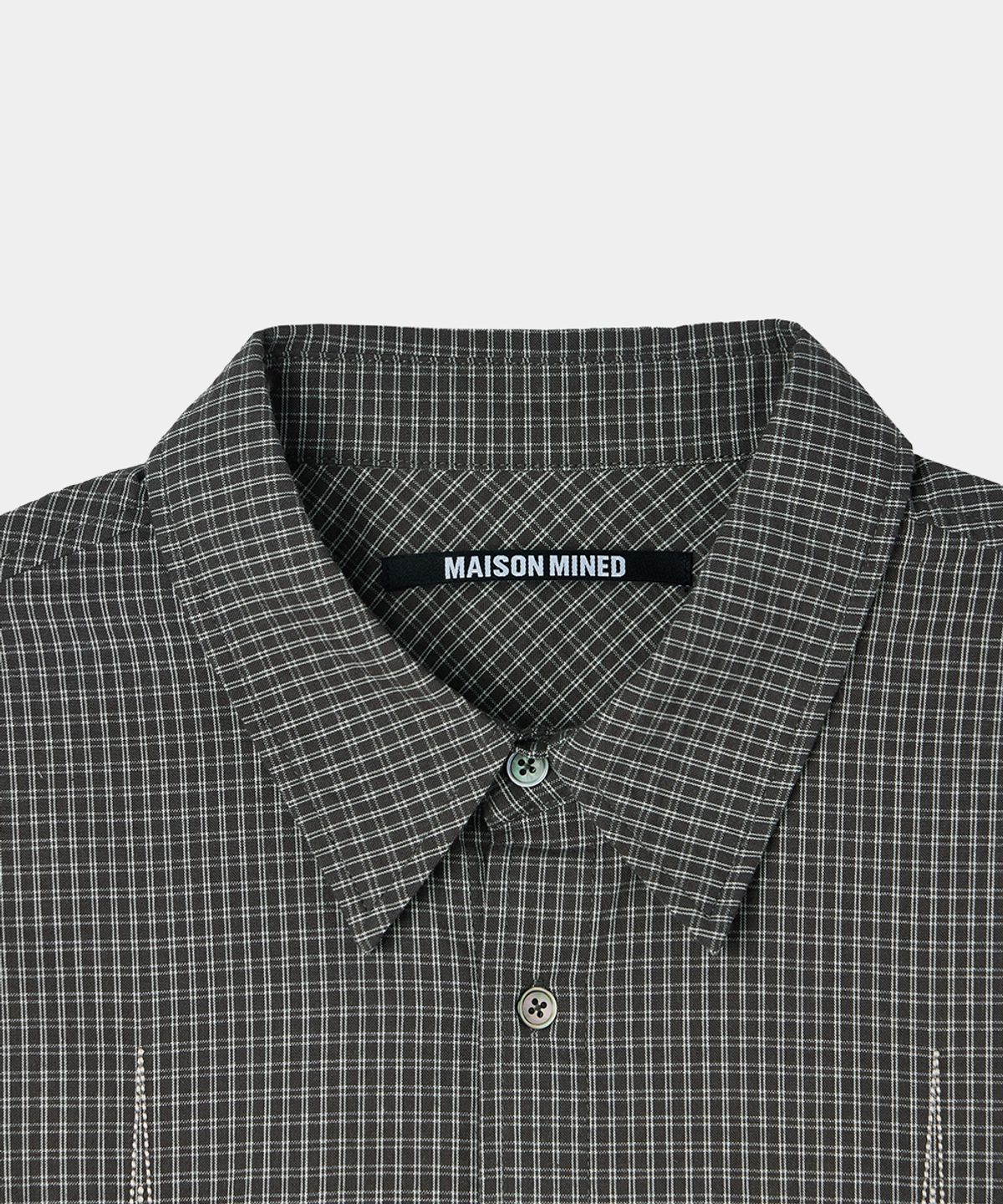 메종미네드(MAISON MINED) METEOR CROP CHECK SHIRT CHARCOAL